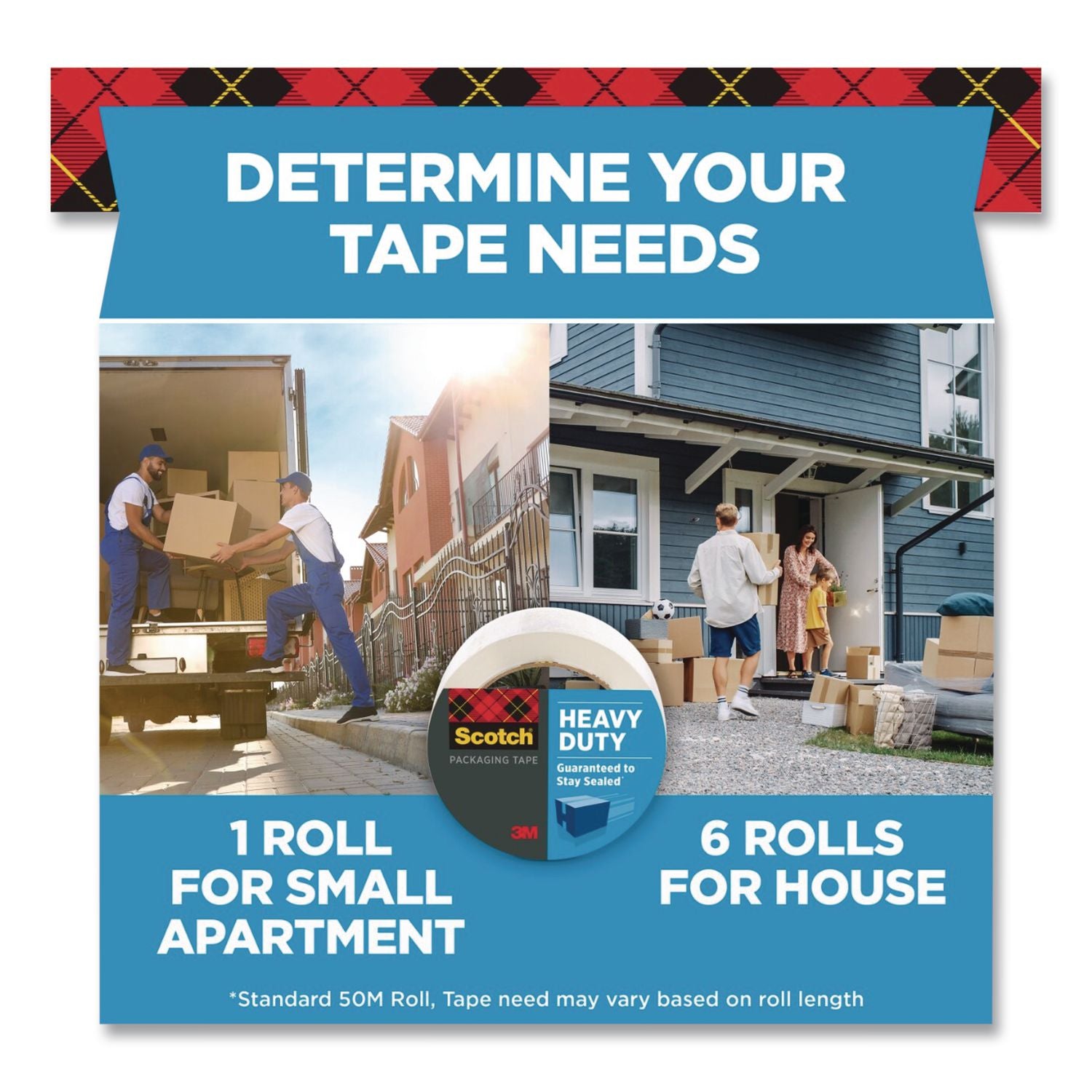 3850 Heavy-Duty Packaging Tape, 3" Core, 1.88" X 43.7 Yd, Clear, 3/Pack