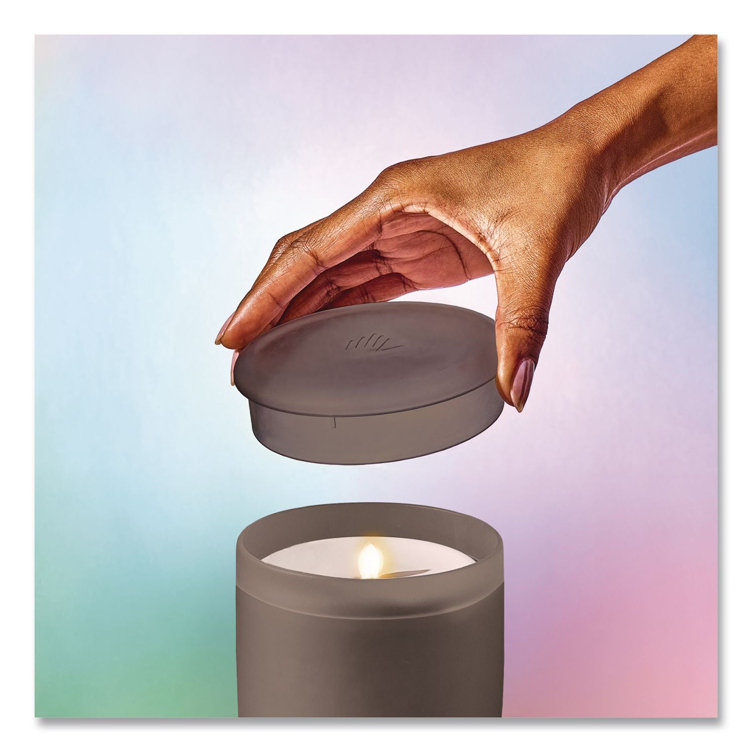 Aromatherapy Essential Oil Flameless Candle Diffuser, Fir Needle And Pine Scent Essential Oil, 5 X 5 X 5, Frosted Glass