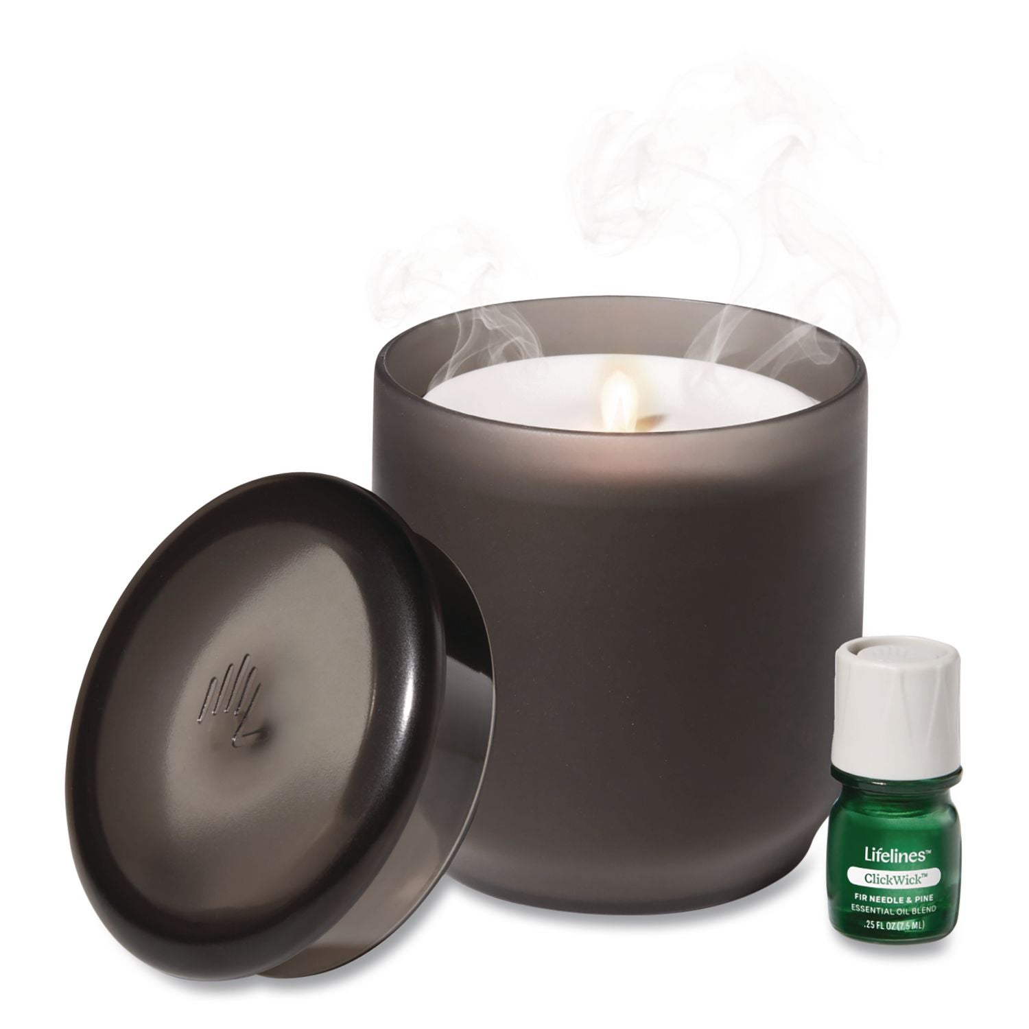 Aromatherapy Essential Oil Flameless Candle Diffuser, Fir Needle And Pine Scent Essential Oil, 5 X 5 X 5, Frosted Glass