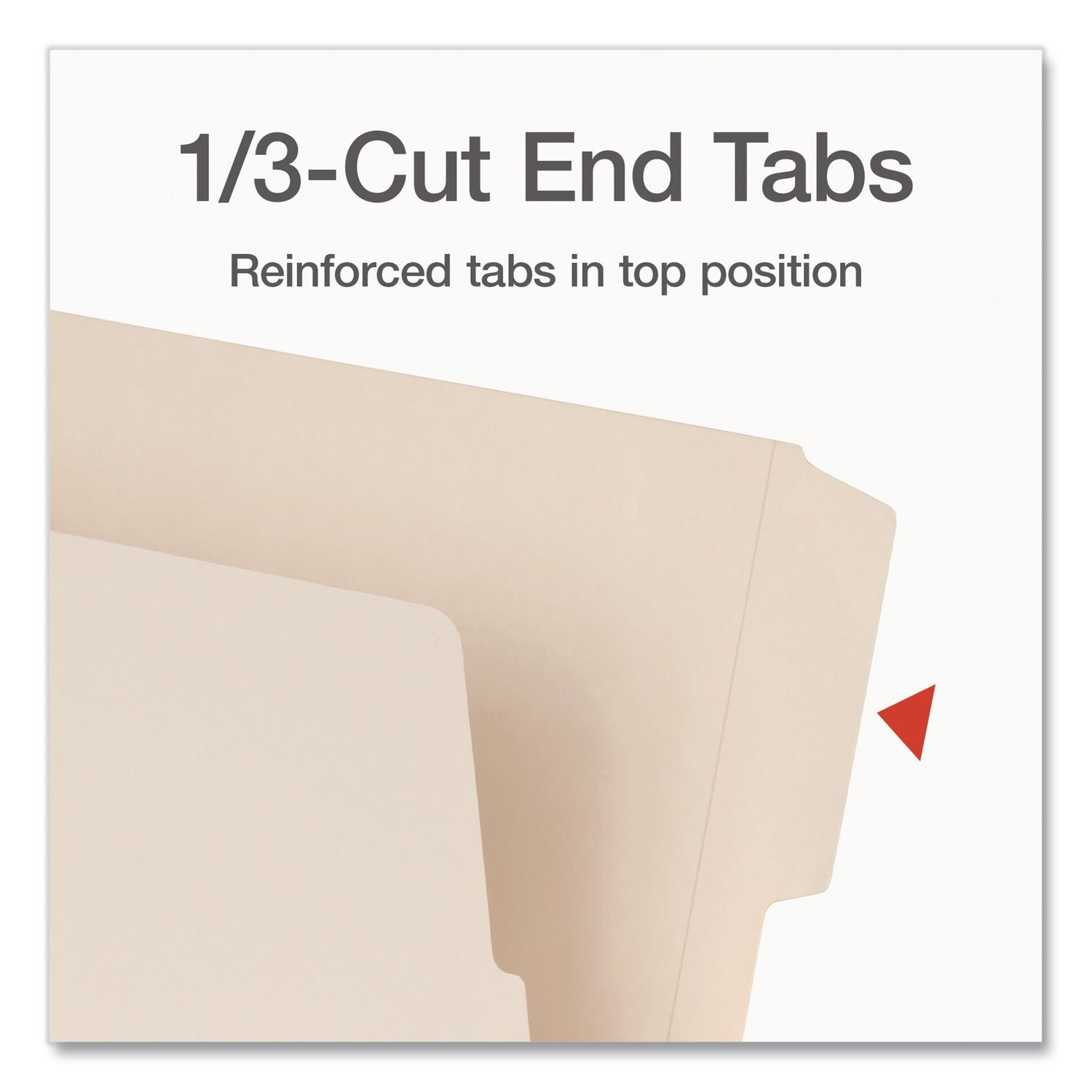 End Tab File Folder, 1/3-Cut Tabs, Top, Letter Size, 0.75" Expansion, Manila, 100/Box