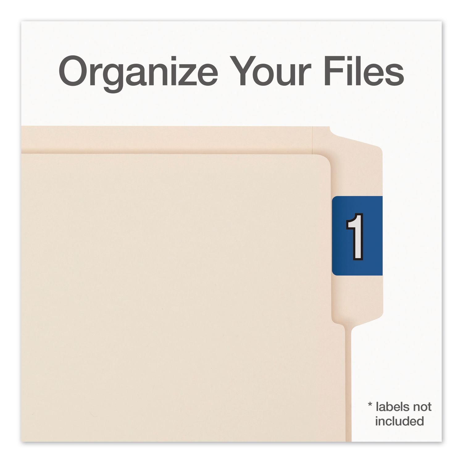 End Tab File Folder, 1/3-Cut Tabs, Top, Letter Size, 0.75" Expansion, Manila, 100/Box