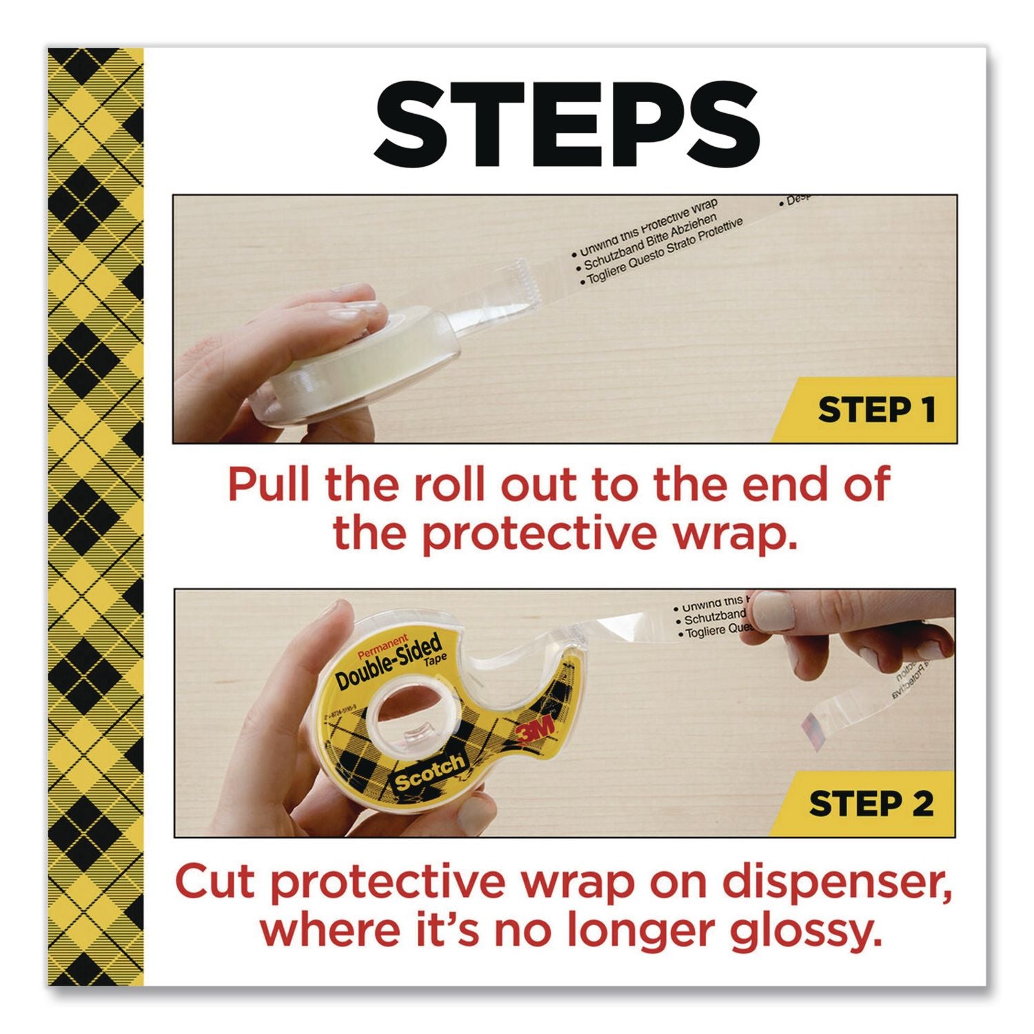 Double-Sided Permanent Tape In Handheld Dispenser, 1" Core, 0.5" X 11.11 Yds, Clear, 2/Pack