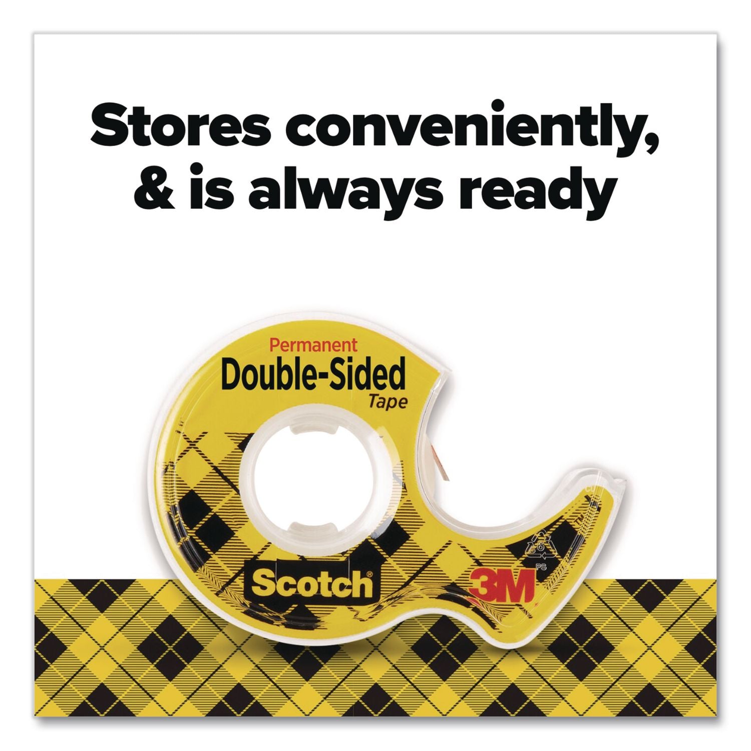 Double-Sided Permanent Tape In Handheld Dispenser, 1" Core, 0.5" X 11.11 Yds, Clear, 2/Pack