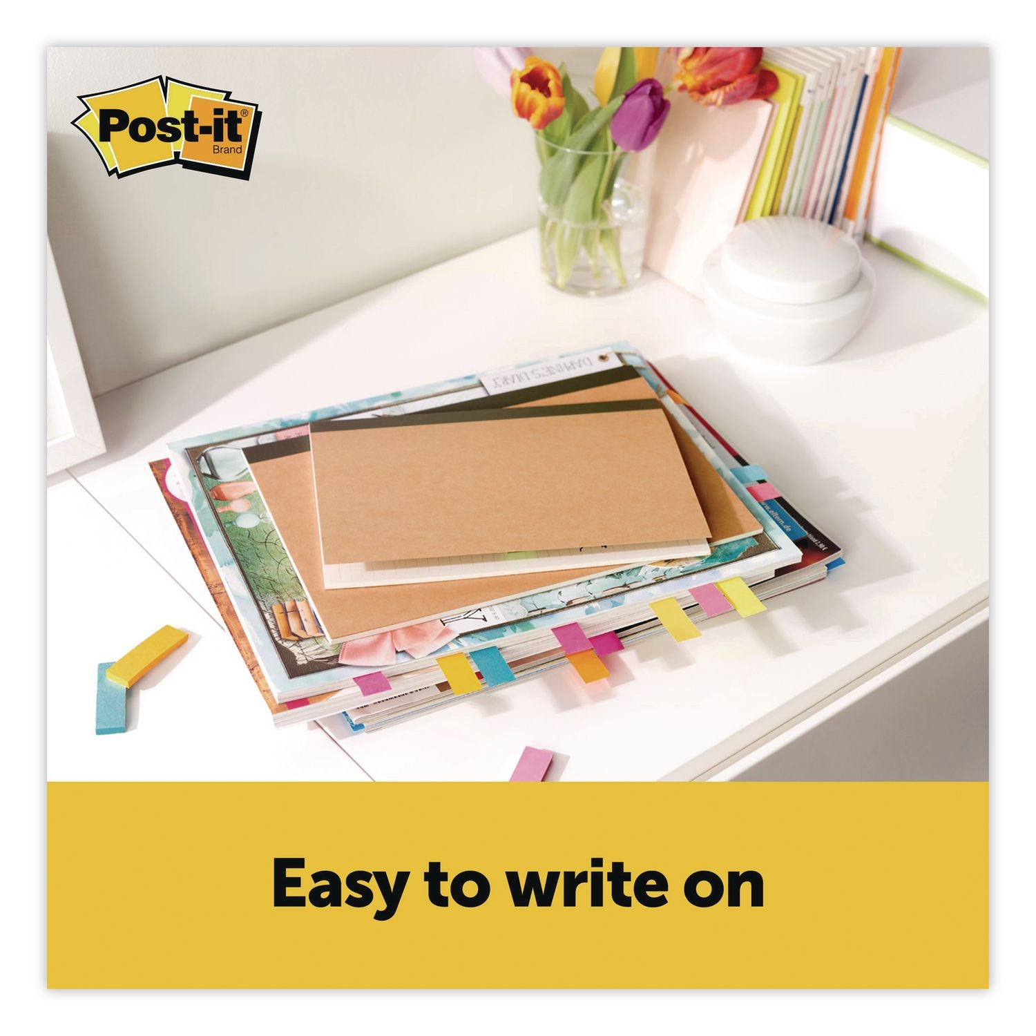Combo Pack With Pagemarkers, (1) 3" X 4", (3) 0.88" X 2.87", (5) 0.5" X 1.7", Randomly Assorted Bright Colors, 50 Sheets/Pad