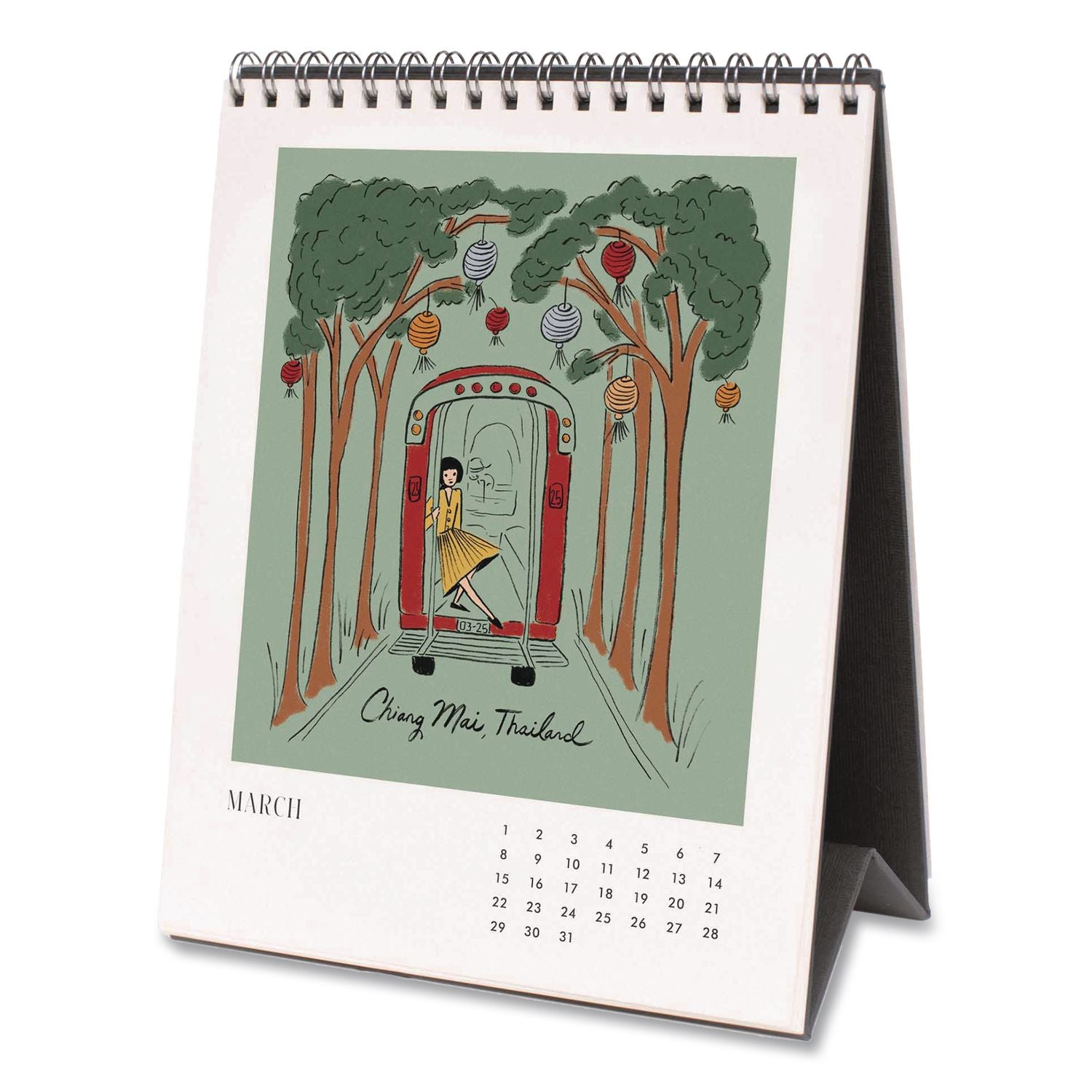 Travel Sketchbook Monthly Desk Calendar, 6 X 7.5, Travel Artwork Sheets, 12-Month (Jan To Dec): 2026