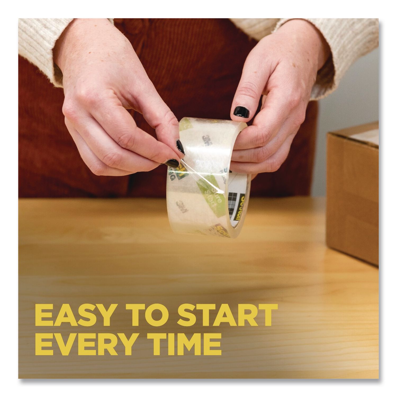 Sure Start Packaging Tape, 3" Core, 1.88" X 43.7 Yd, Clear, 6/Pack