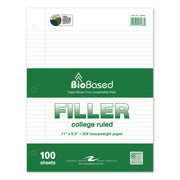 Heavyweight Biobased Filler Paper, Side: 3-Hole, 8.5 X 11, Medium/College Rule, 100/Pack