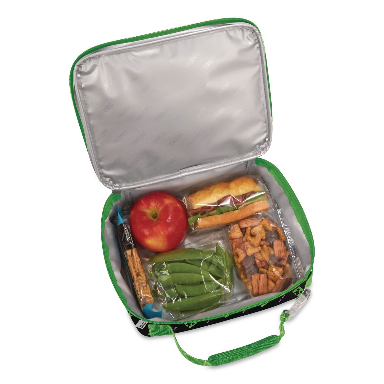 Minecraft Insulated Soft Lunch Bag, 9.5 X 3.75 X 7.5, Black/Green/Multicolor