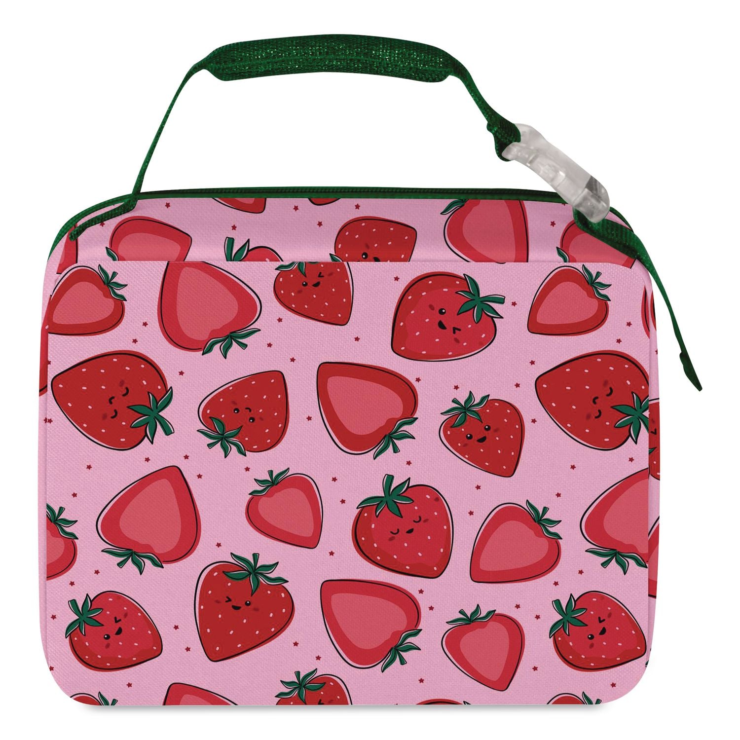 Kids Strawberry Smiles Insulated Lunch Bag, 9.5 X 3.75 X 7.5, Red Strawberry Print
