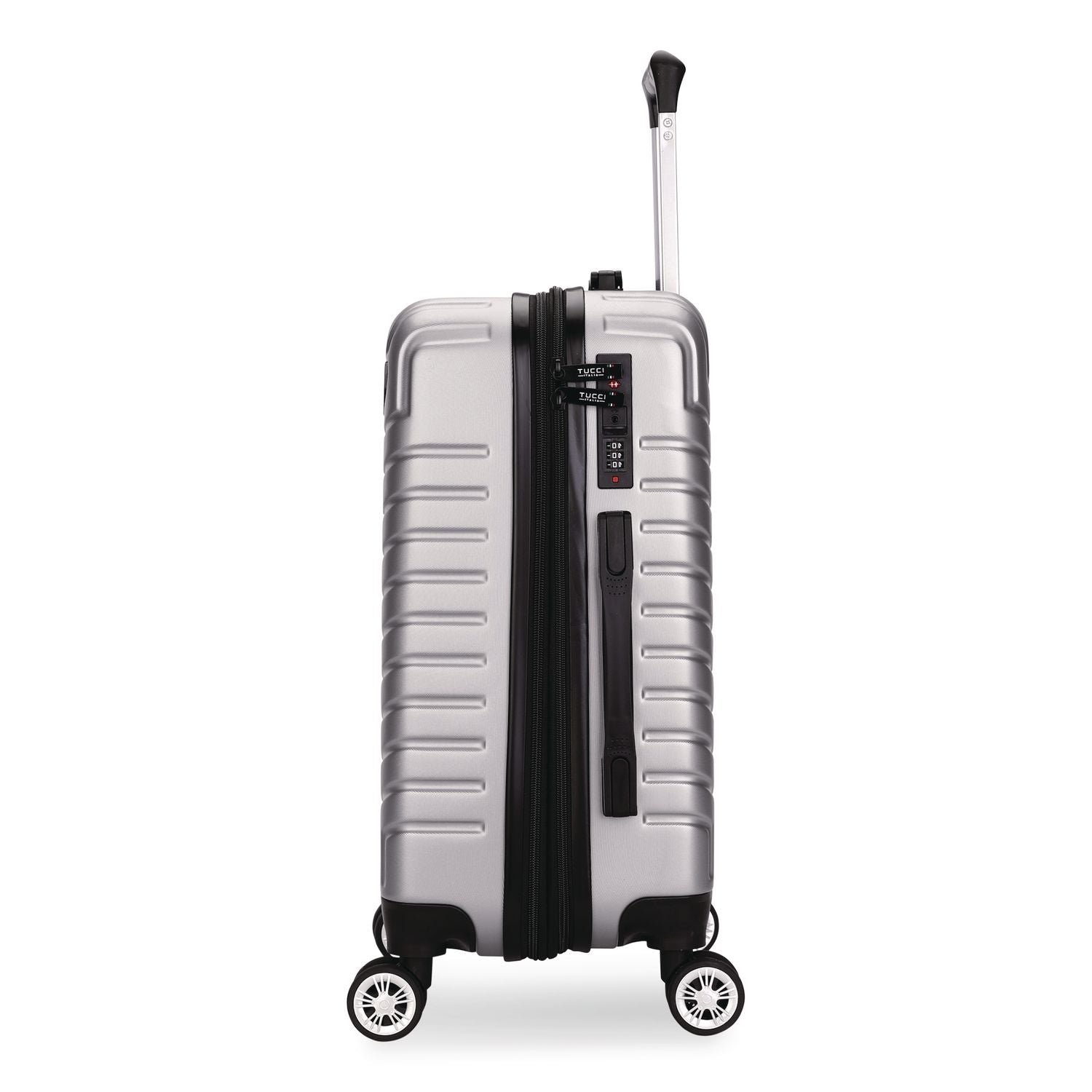 SPETTACOLO Hardside Carry-On Spinner Suitcase, 13.7 X 8.2 X 20, Titanium Silver