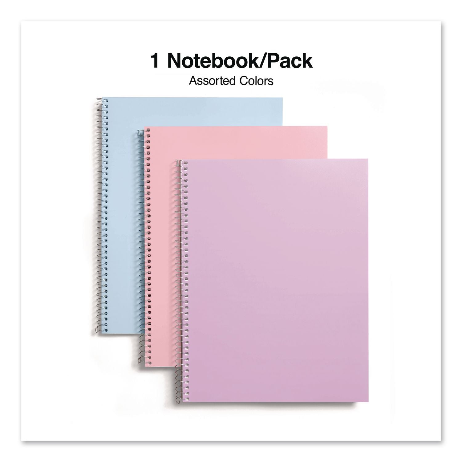 Spiral Notebooks, 1-Subject, Medium/College Rule, Randomly Assorted Cover Colors, (70) 10.5 X 8.5 Sheets