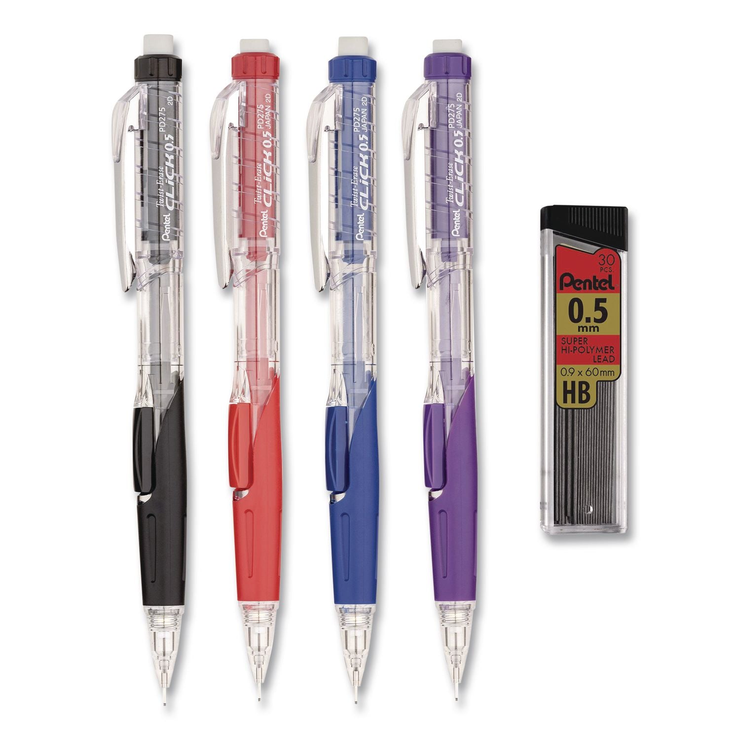 Twist-Erase CLICK Mechanical Pencil, 0.5 Mm, HB (#2), Assorted Barrel Colors, 6/Pack