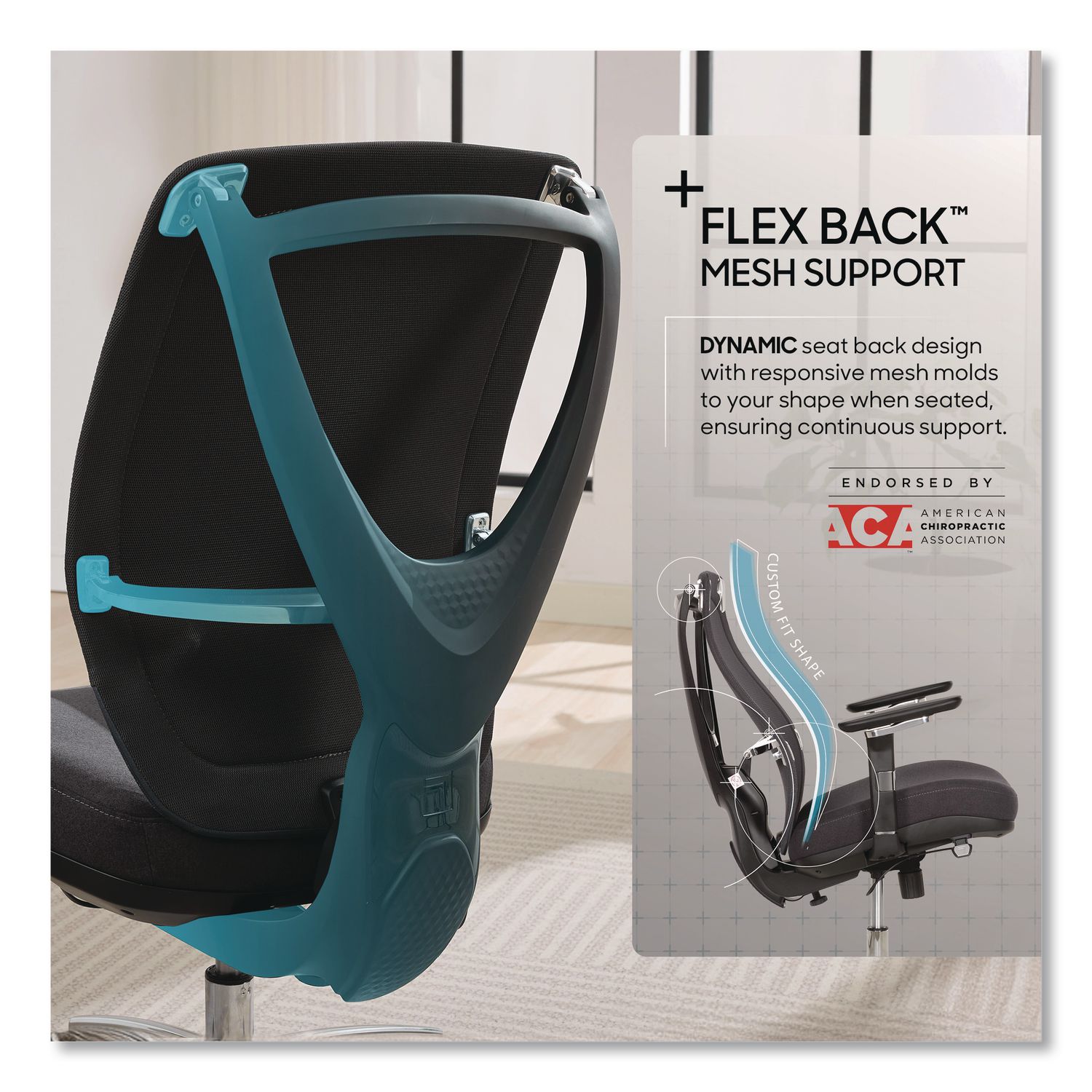 Flex Back Ergonomic Mesh Swivel Task Chair, Supports 275 Lbs, 18.5" To 22.25" Seat Height, Dark Gray Seat/Back, Silver Base