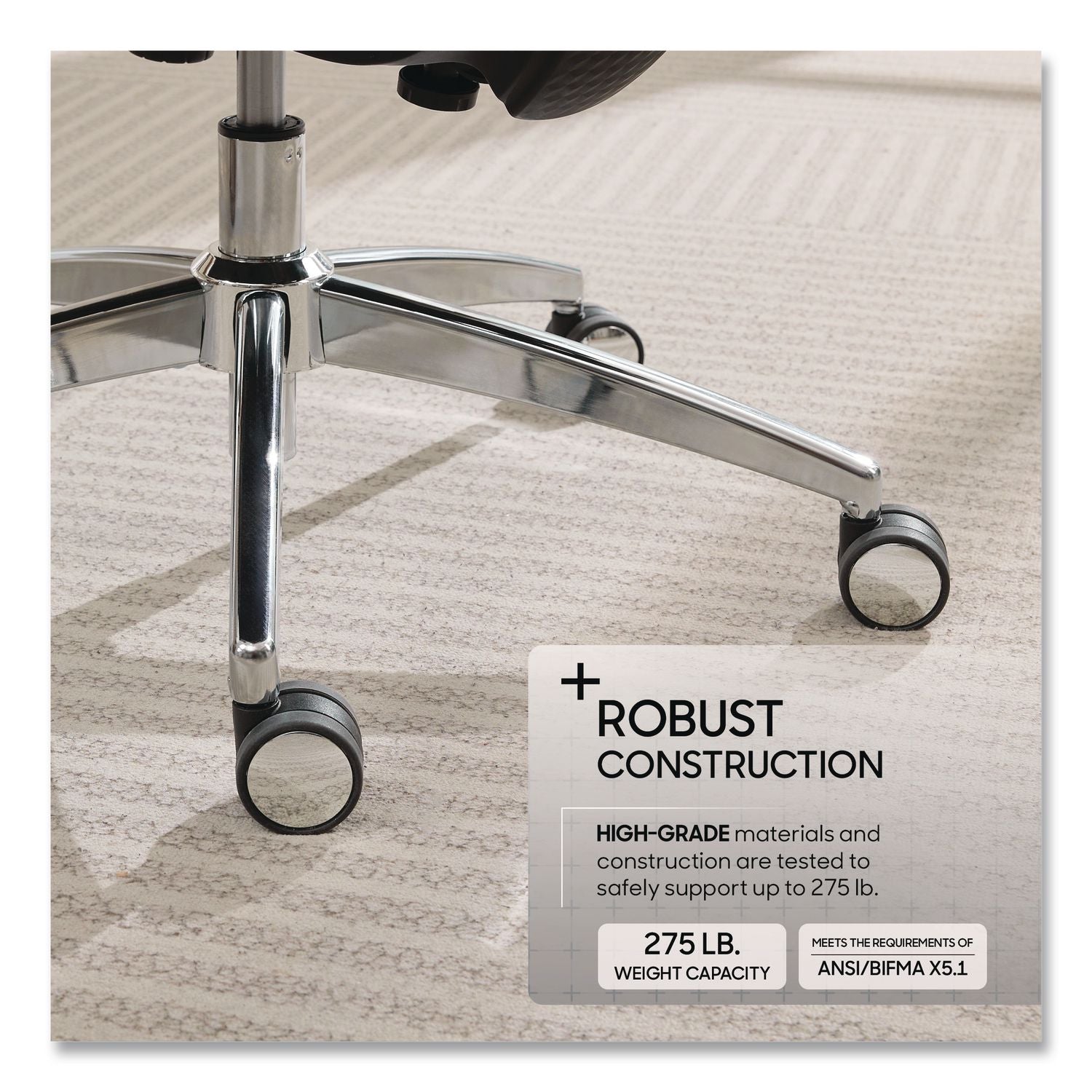 Flex Back Ergonomic Mesh Swivel Task Chair, Supports 275 Lbs, 18.5" To 22.25" Seat Height, Dark Gray Seat/Back, Silver Base