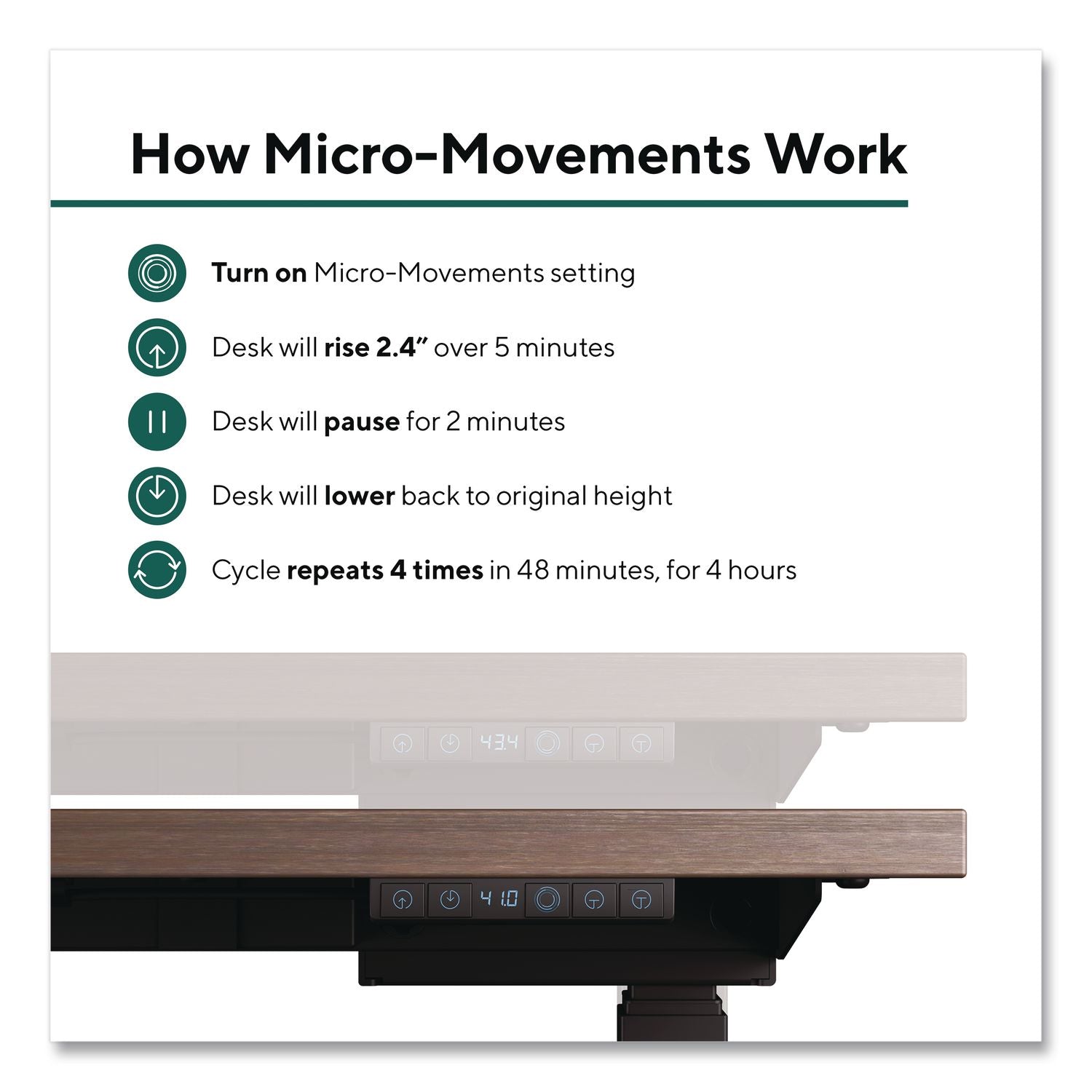 Electric Adjustable Standing Desk With Micro Movements, 55.1" X 27.6" X 25.6" To 51.2", Espresso/Gray