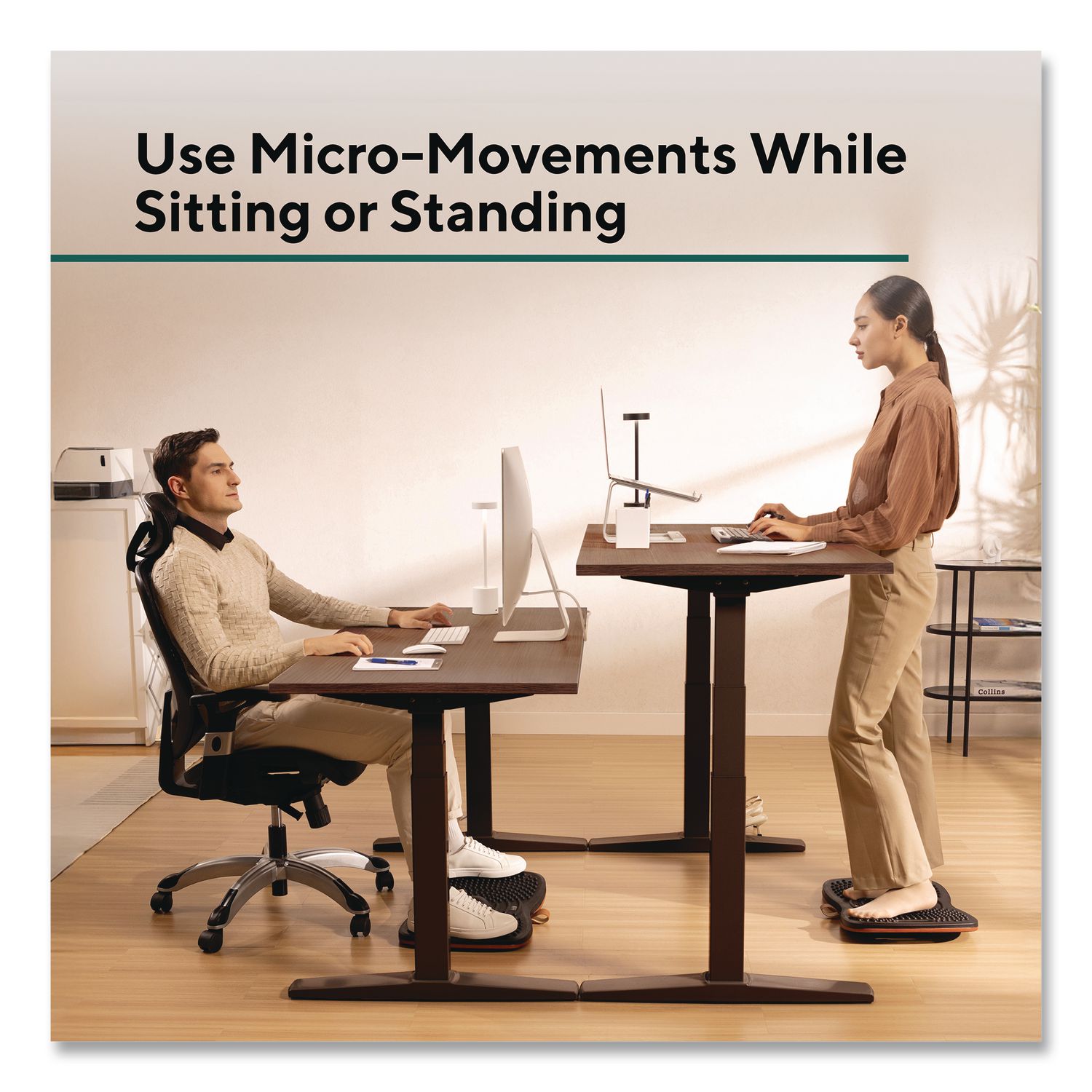 Electric Adjustable Standing Desk With Micro Movements, 55.1" X 27.6" X 25.6" To 51.2", Espresso/Gray