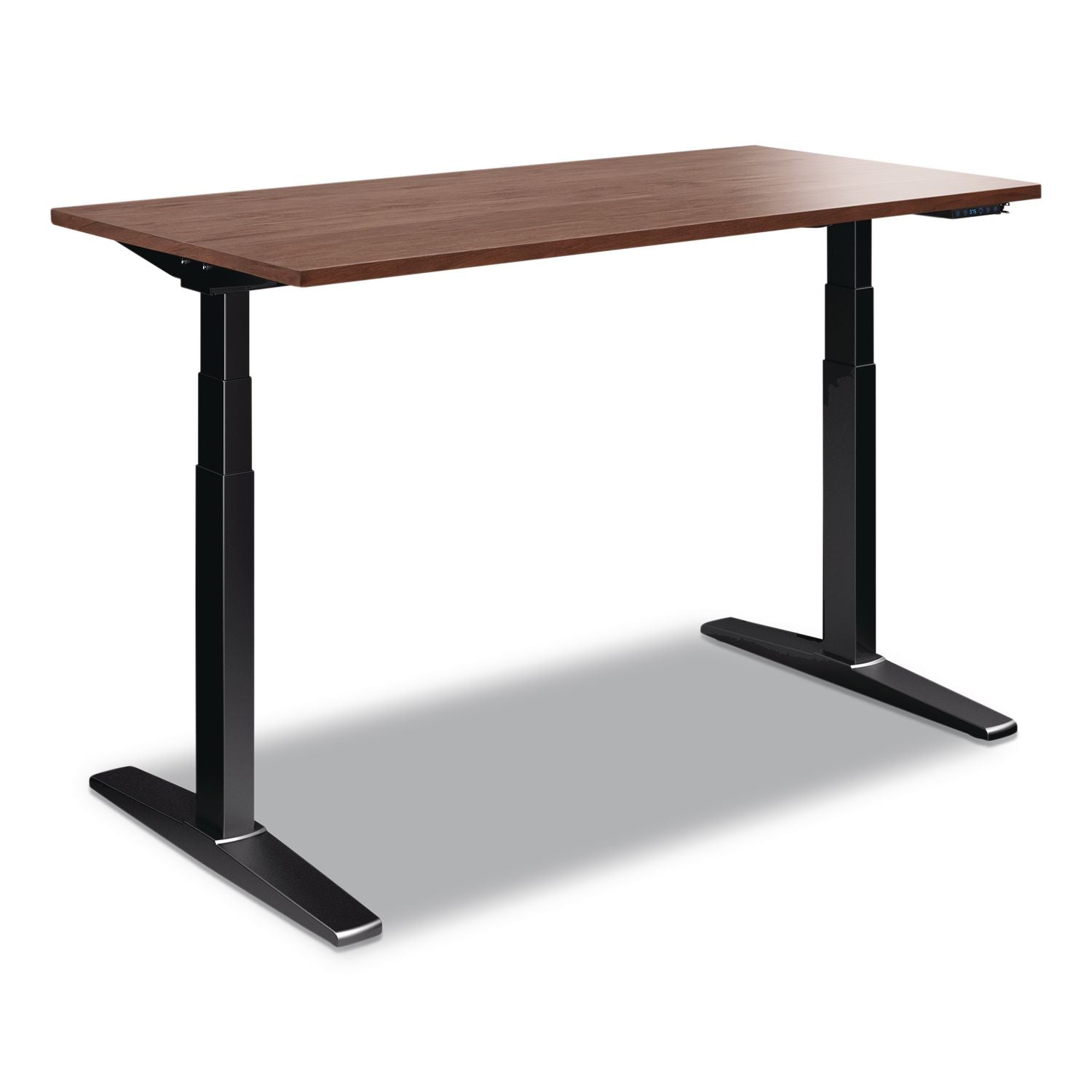 Electric Adjustable Standing Desk With Micro Movements, 55.1" X 27.6" X 25.6" To 51.2", Espresso/Gray