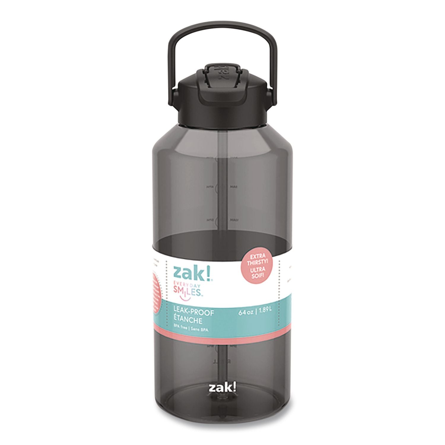 Liberty Plastic Water Bottle, 64 Oz, Ebony