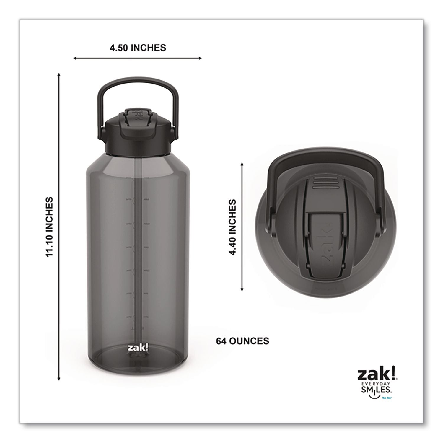 Liberty Plastic Water Bottle, 64 Oz, Ebony