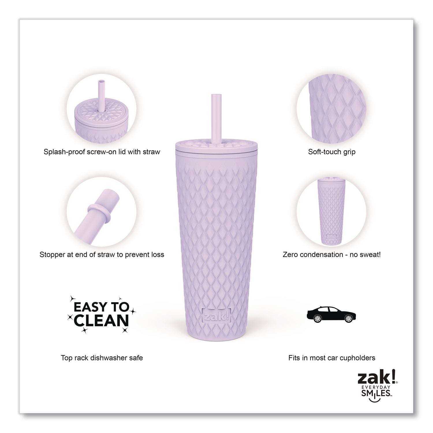 Cora Stainless Steel Double Wall Insulated Tumbler, 24 Oz, Lavender
