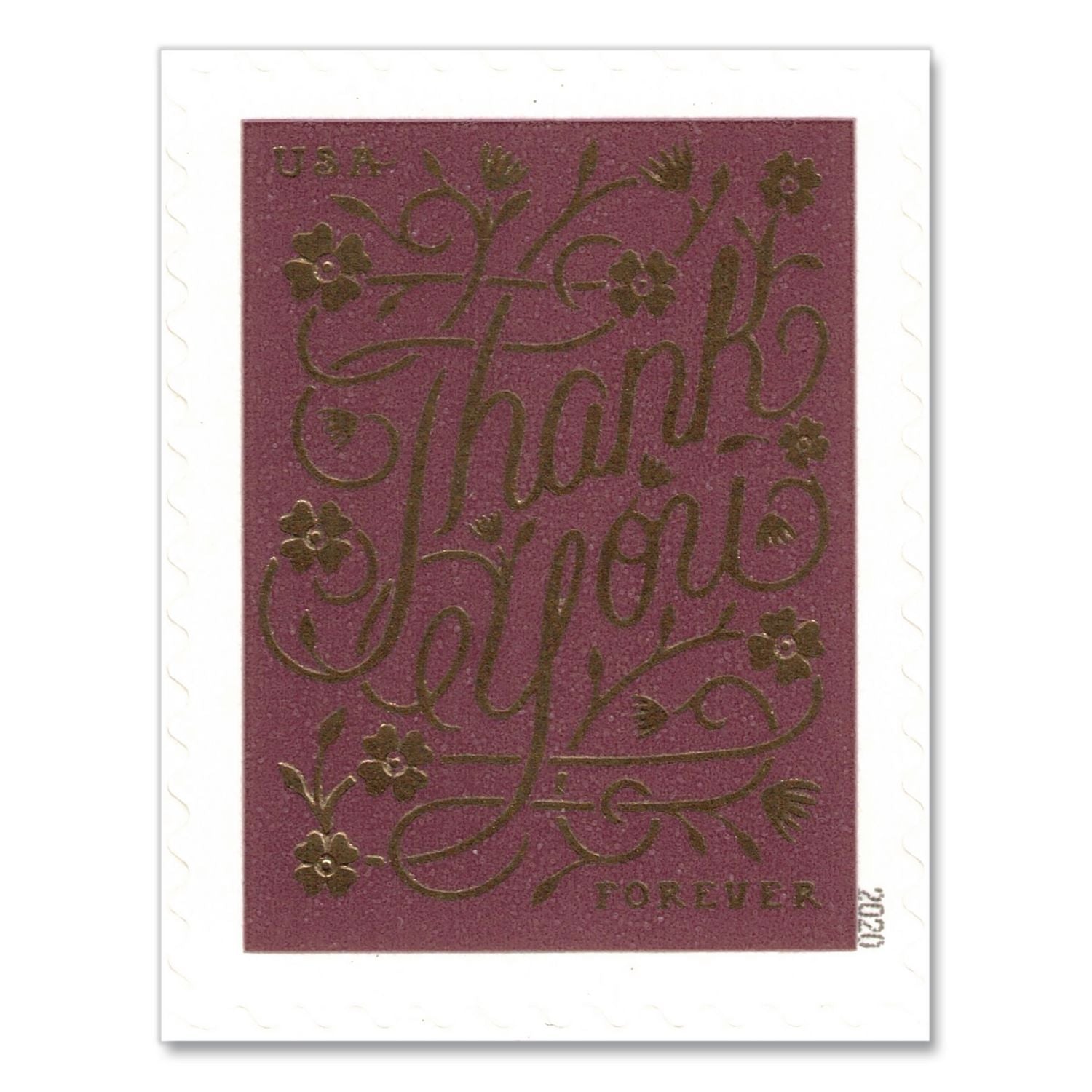 1 Oz First-Class Forever Stamps, Thank You, 100/Pack
