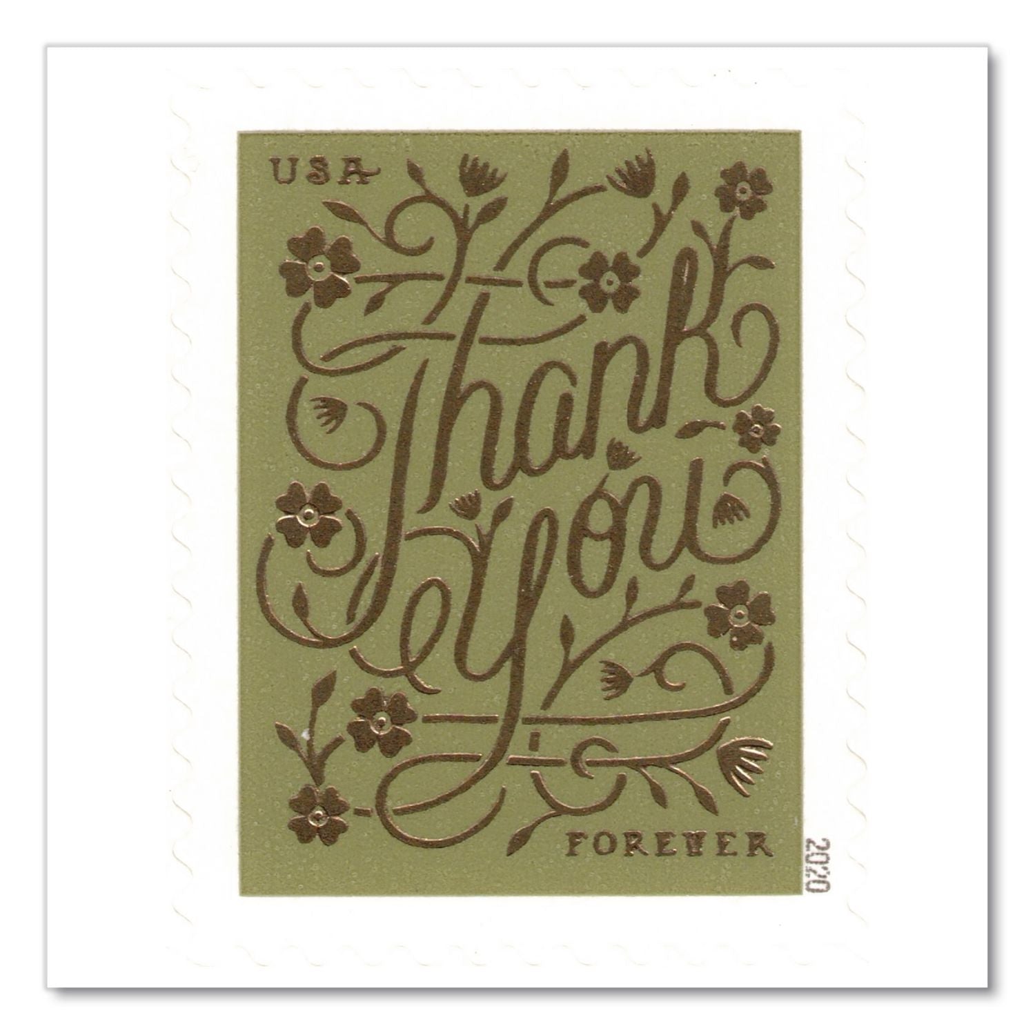 1 Oz First-Class Forever Stamps, Thank You, 100/Pack