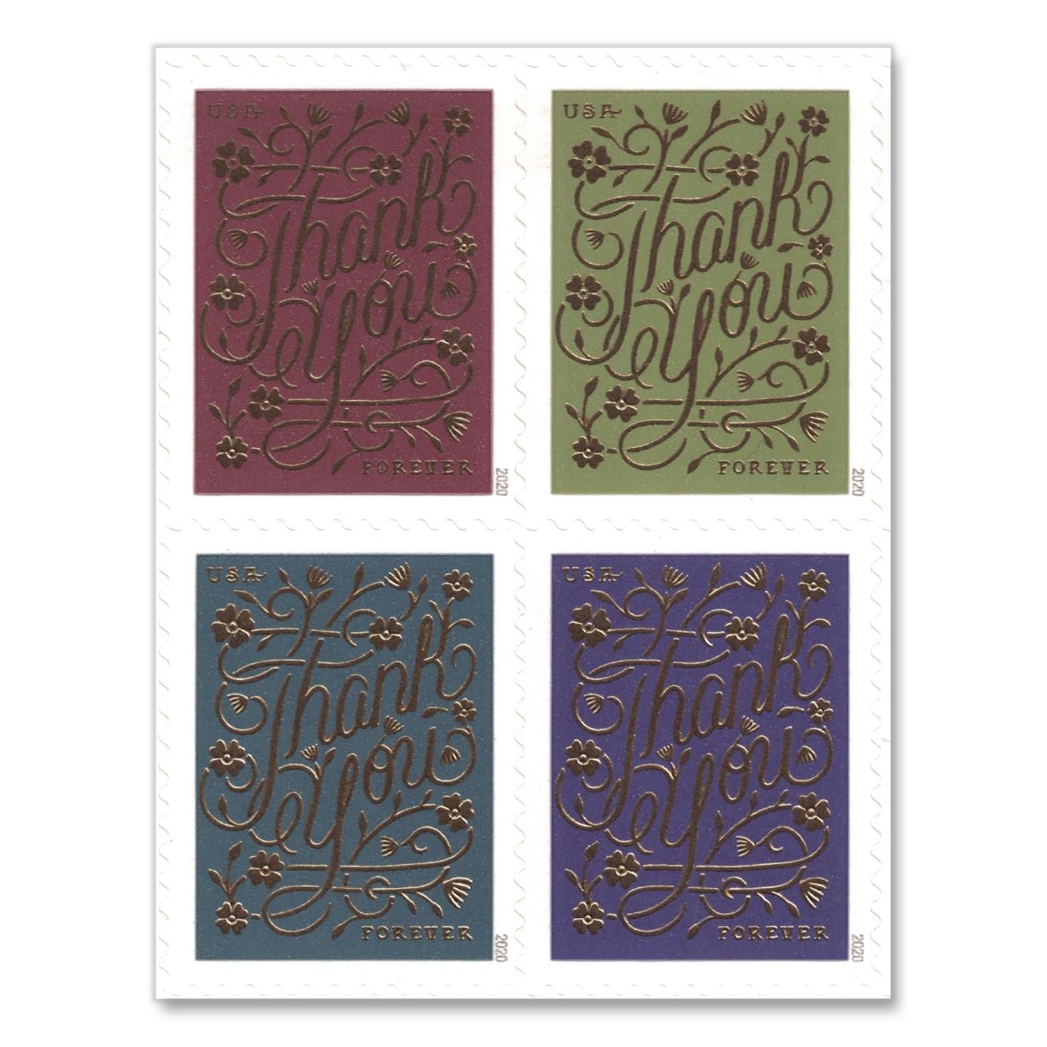 1 Oz First-Class Forever Stamps, Thank You, 100/Pack