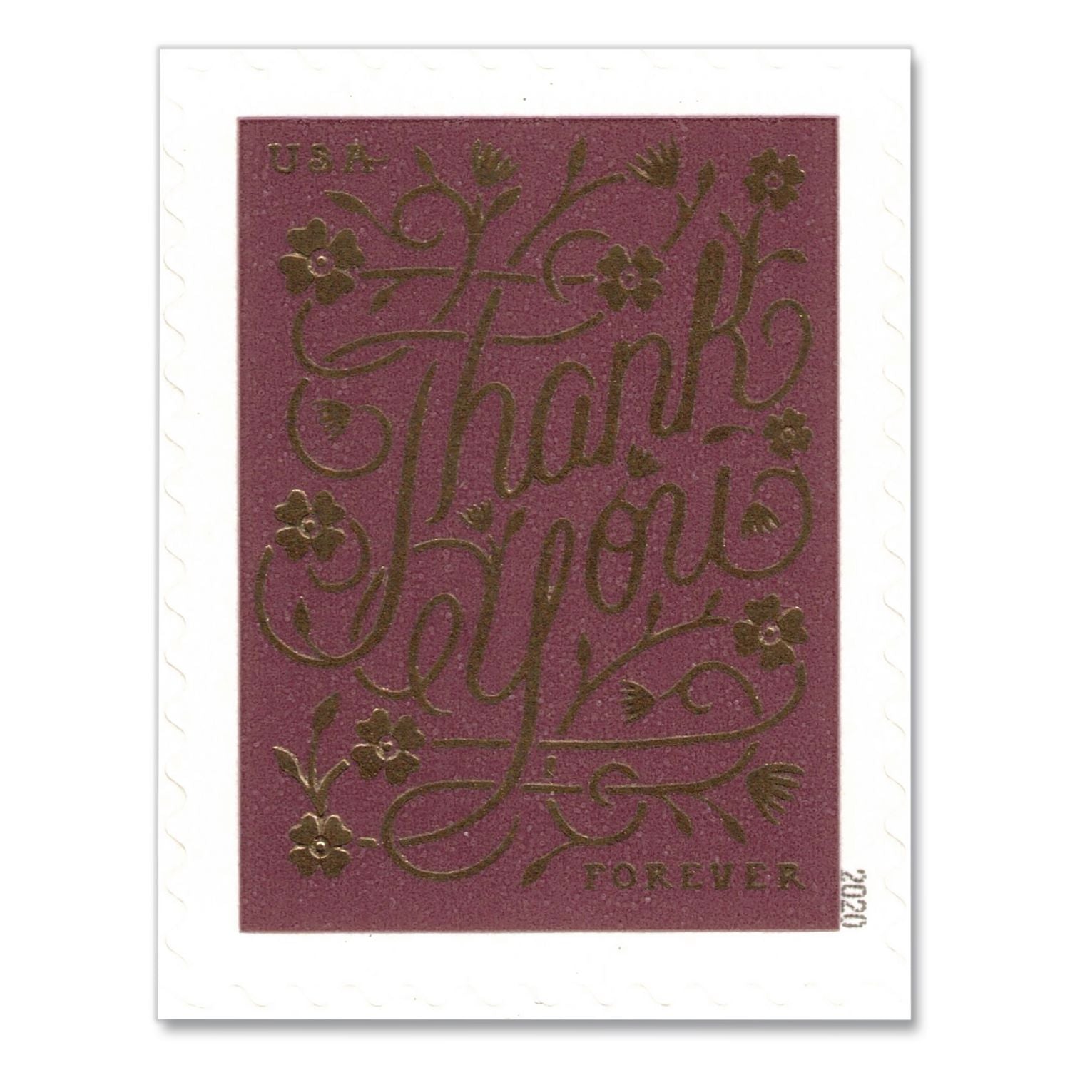1 Oz First-Class Forever Stamps, Thank You, 20/Pack