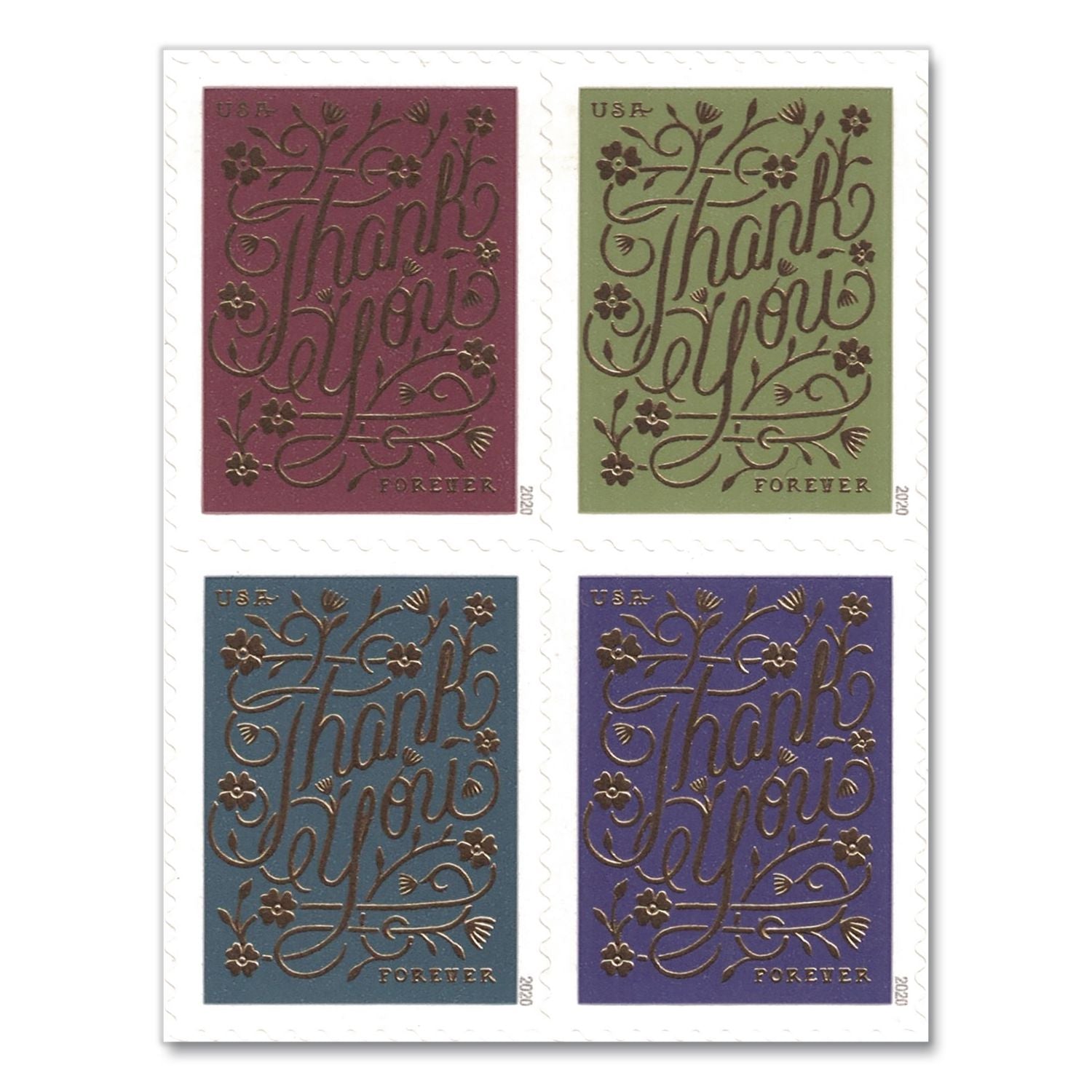 1 Oz First-Class Forever Stamps, Thank You, 20/Pack