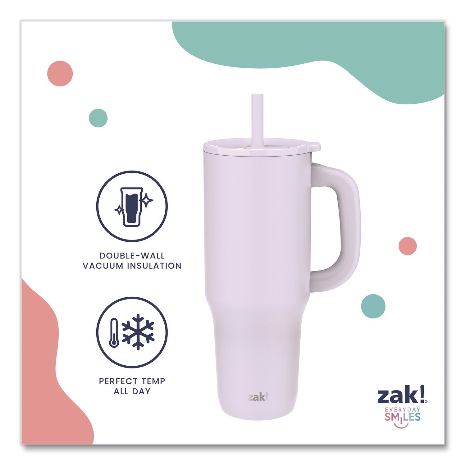 Sutton Stainless Steel Double Wall Insulated Tumbler, 40 Oz, Smoky Lilac