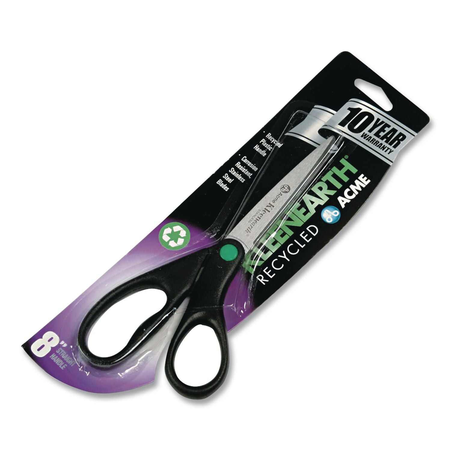 Kleenearth Scissors, 8" Long, 3.25" Cut Length, Straight Black Handle, 120/Carton