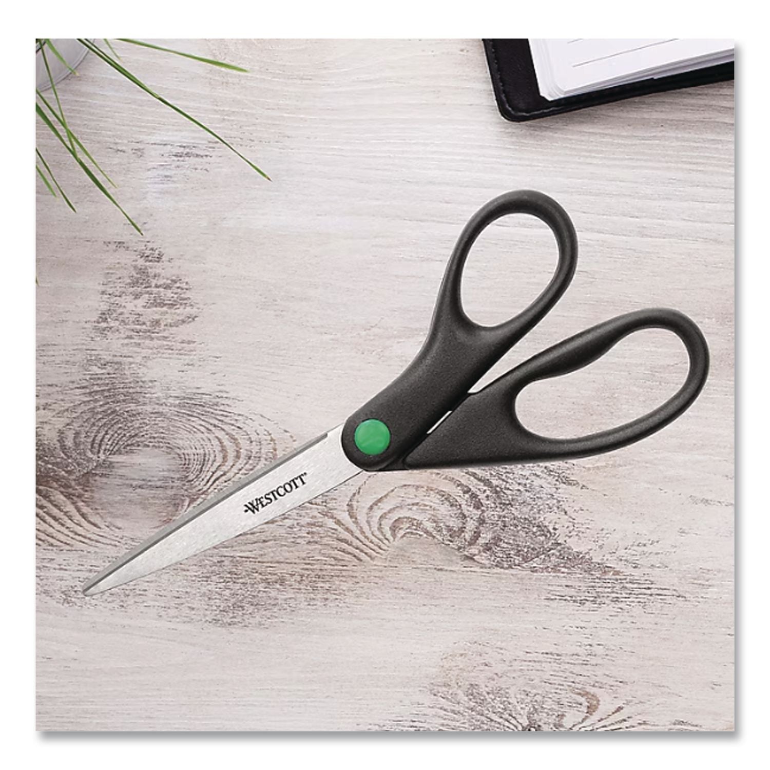 Kleenearth Scissors, 8" Long, 3.25" Cut Length, Straight Black Handle, 120/Carton