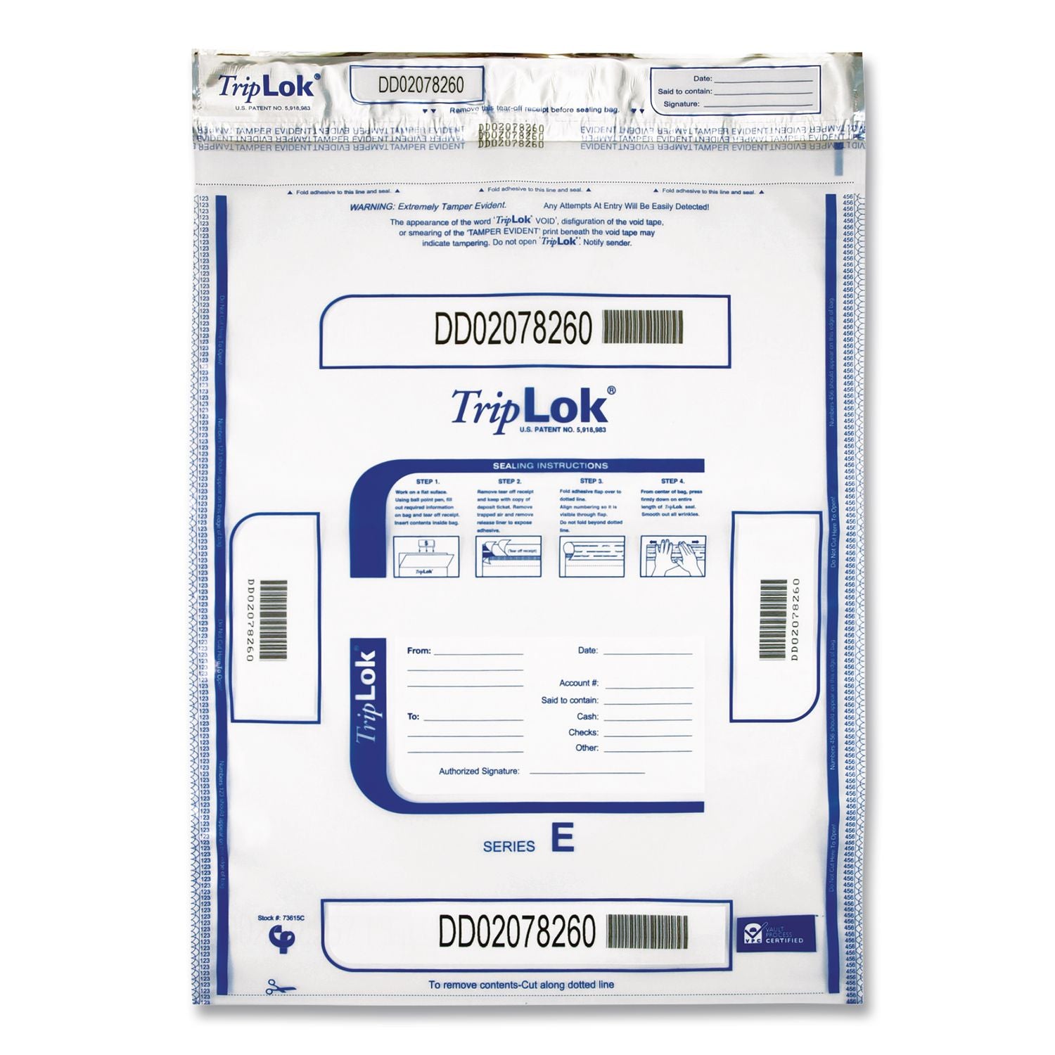 Deposit Bag, Plastic, 15" X 20", Clear, 50/Pack