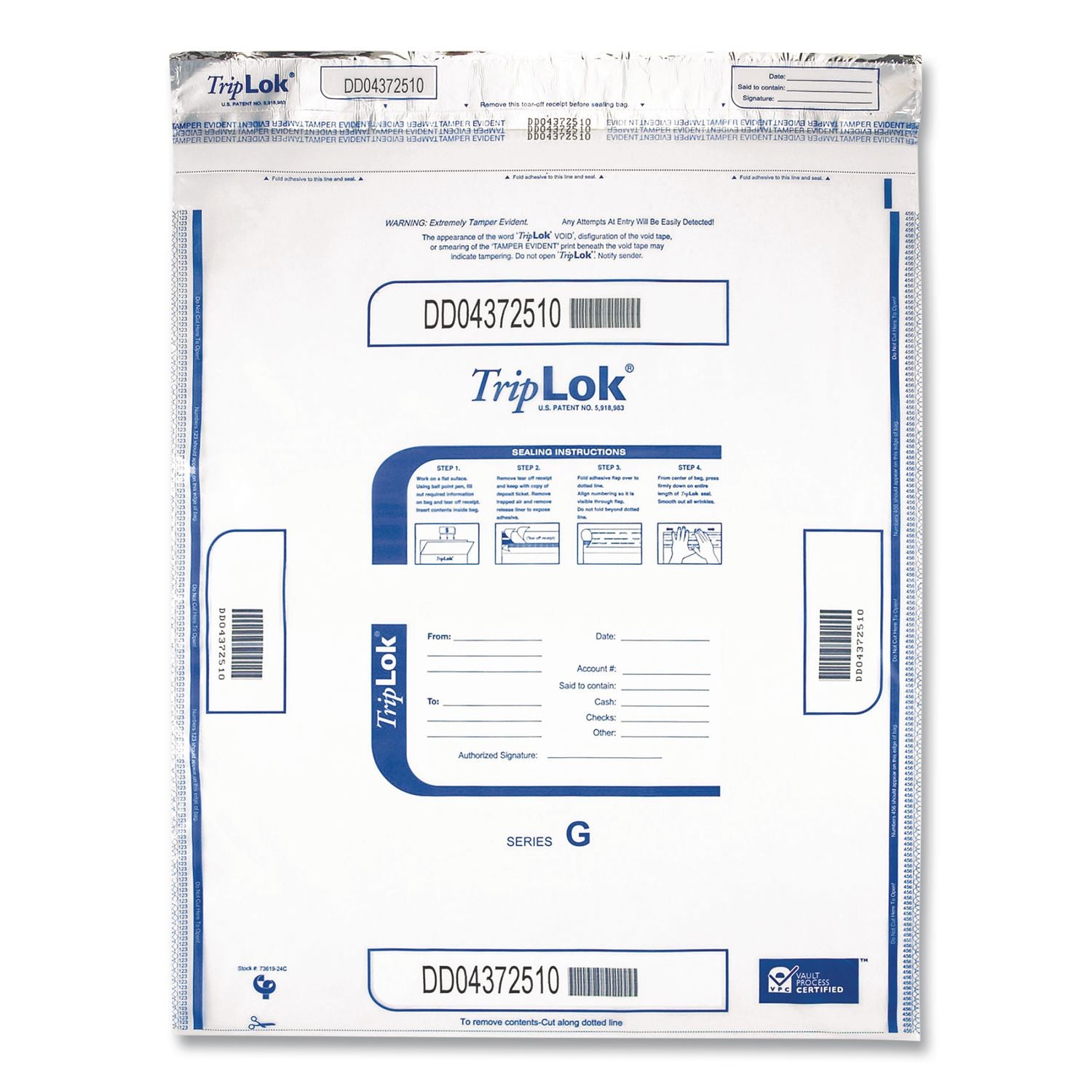 Deposit Bag, Plastic, 19" X 23", Clear, 50/Pack