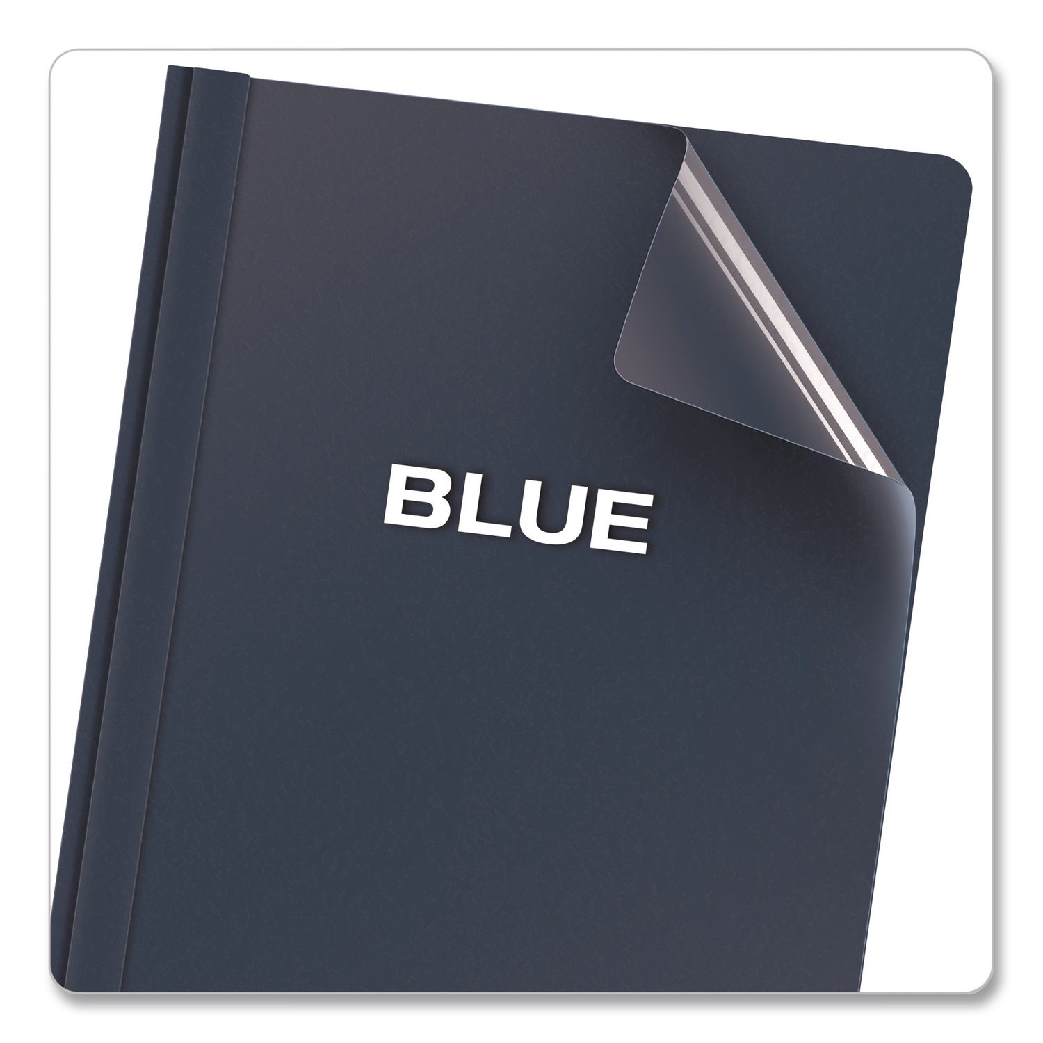 Clear Front Standard Grade Report Cover, Three-Prong Fastener, 0.5" Capacity, 8.5 X 11, Clear/Dark Blue
