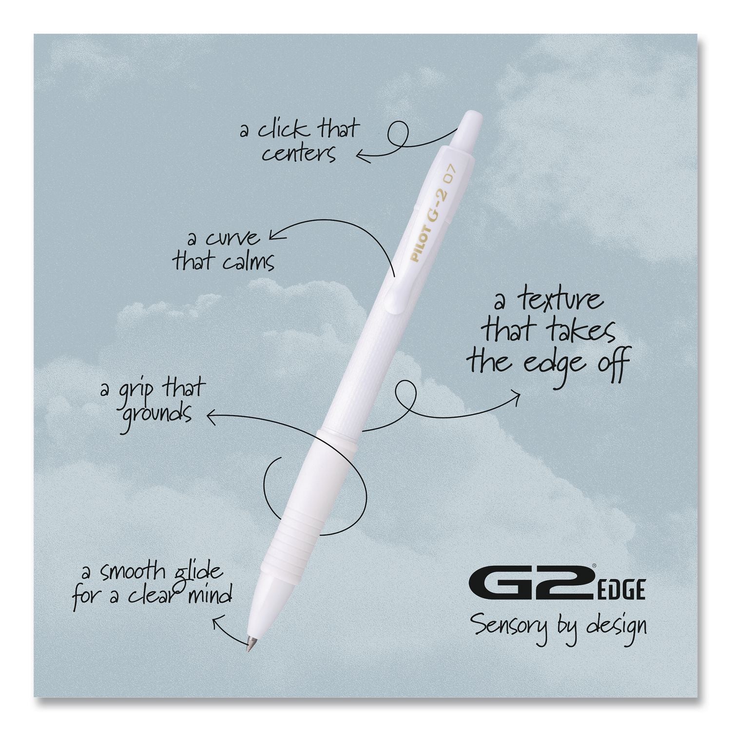 G2 Edge Premium Gel Pen, Retractable, Fine 0.7 Mm, Black Ink, White Barrel, 36/Pack