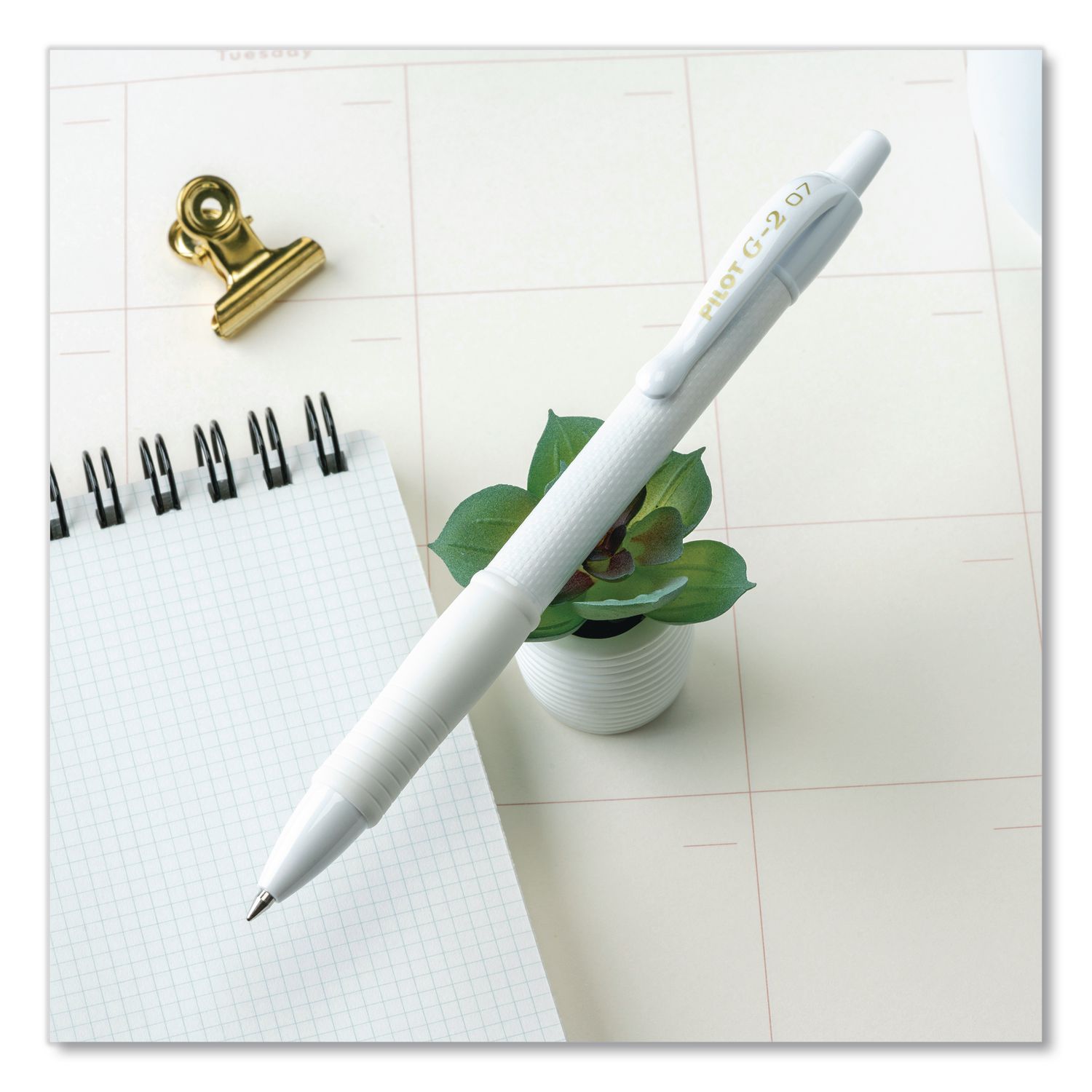 G2 Edge Premium Gel Pen, Retractable, Fine 0.7 Mm, Black Ink, White Barrel, 36/Pack