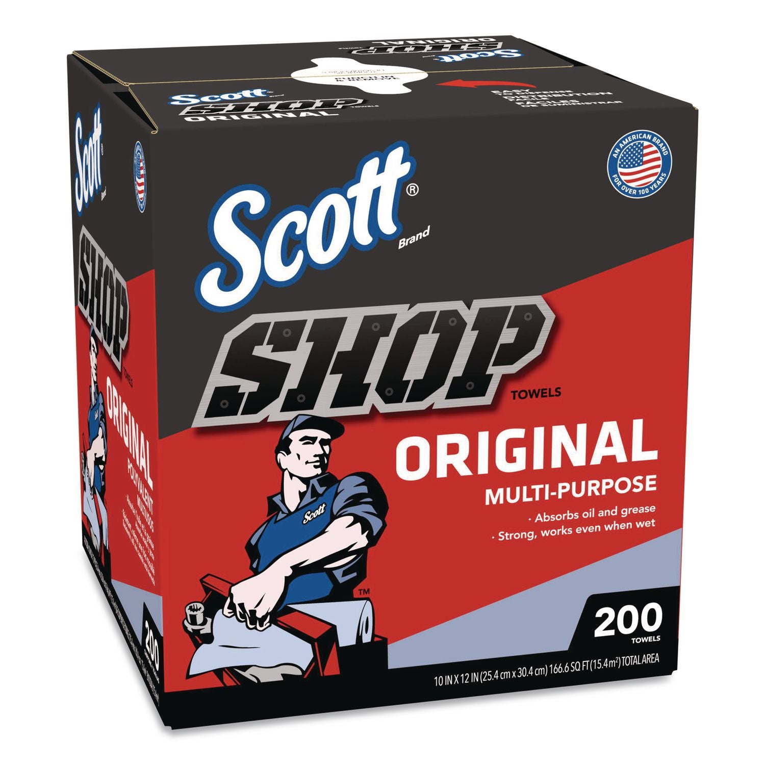 Shop Towels Original, 1-Ply, 9 X 12, Unscented, Blue, 200/Box