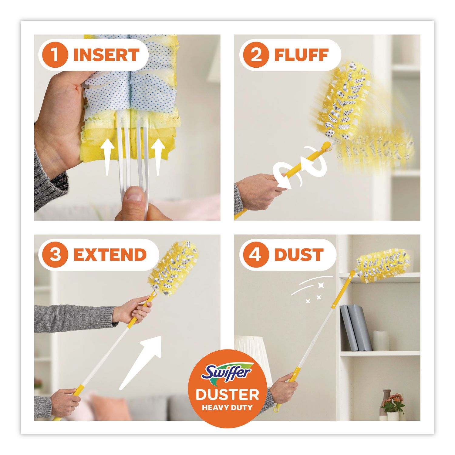 360 Heavy Duty Extendable Starter Dusting Kit, 3 Refills And One 6" To 3 Ft Pole, 4 Kits/Carton