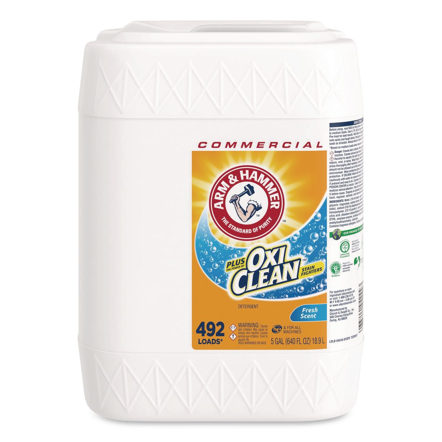 Plus Oxiclean Laundry Detergent, 492 Loads, Fresh Scent, 5 Gal Jug