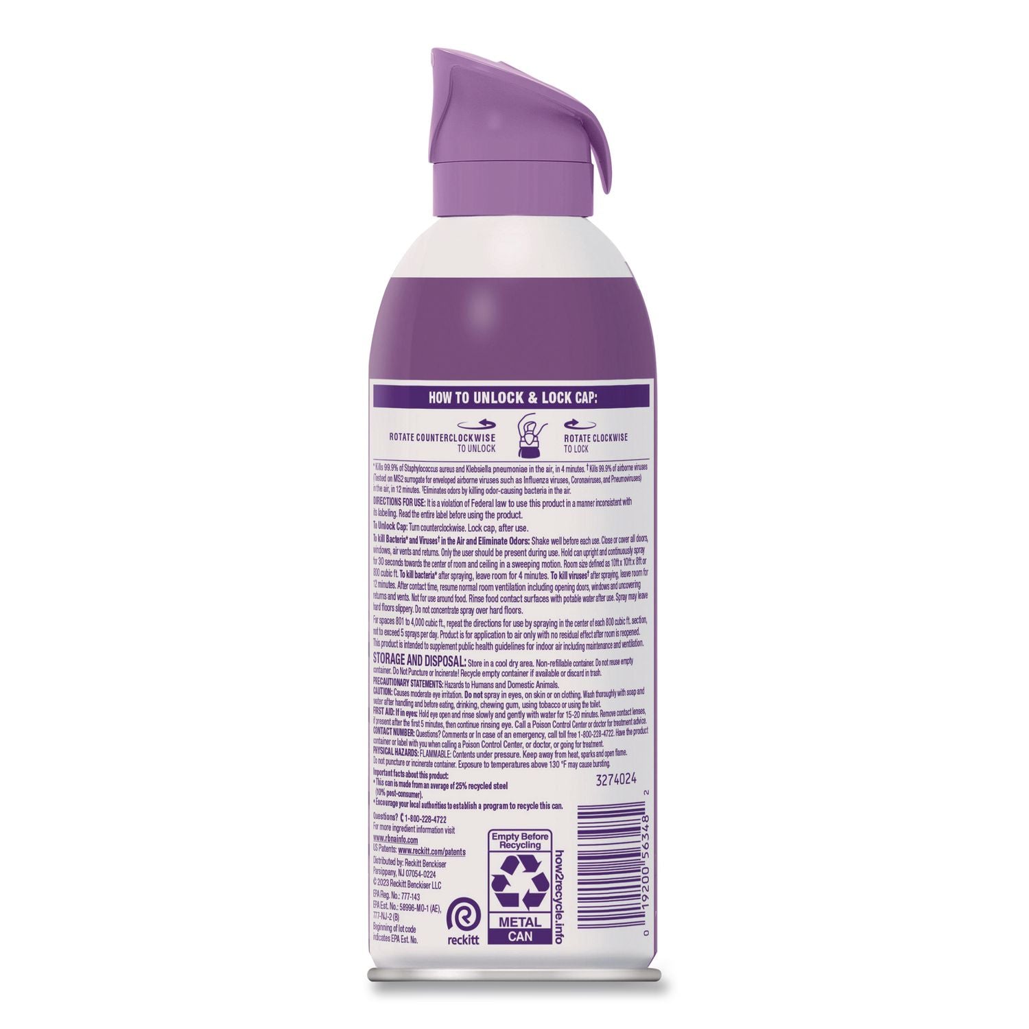 Air Sanitizer Spray, Lavender Sky Scent, 10 Oz Aerosol Spray