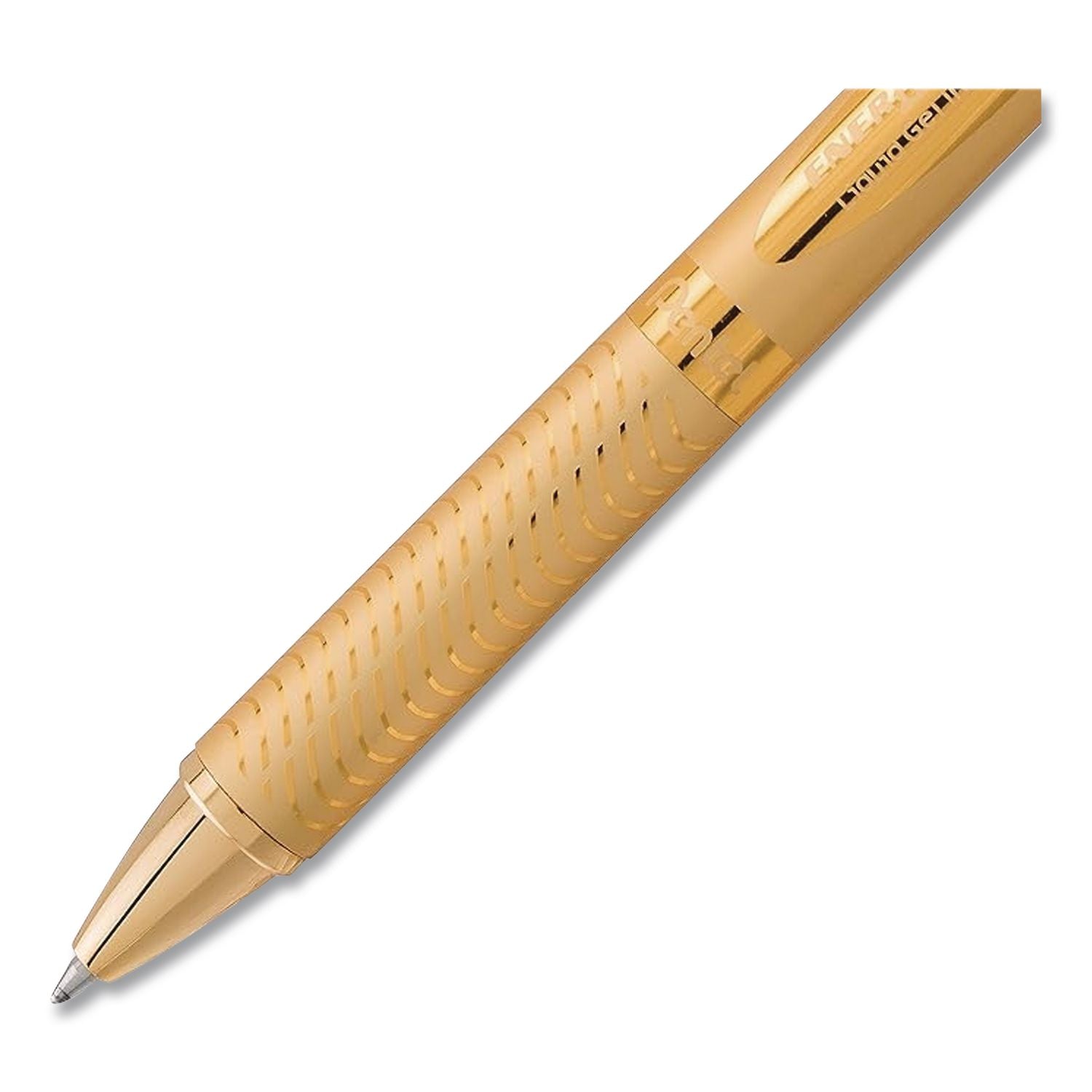 Energel Alloy Premium Gel Pen, Retractable, Medium 0.7 Mm, Black Ink, Gold Barrel