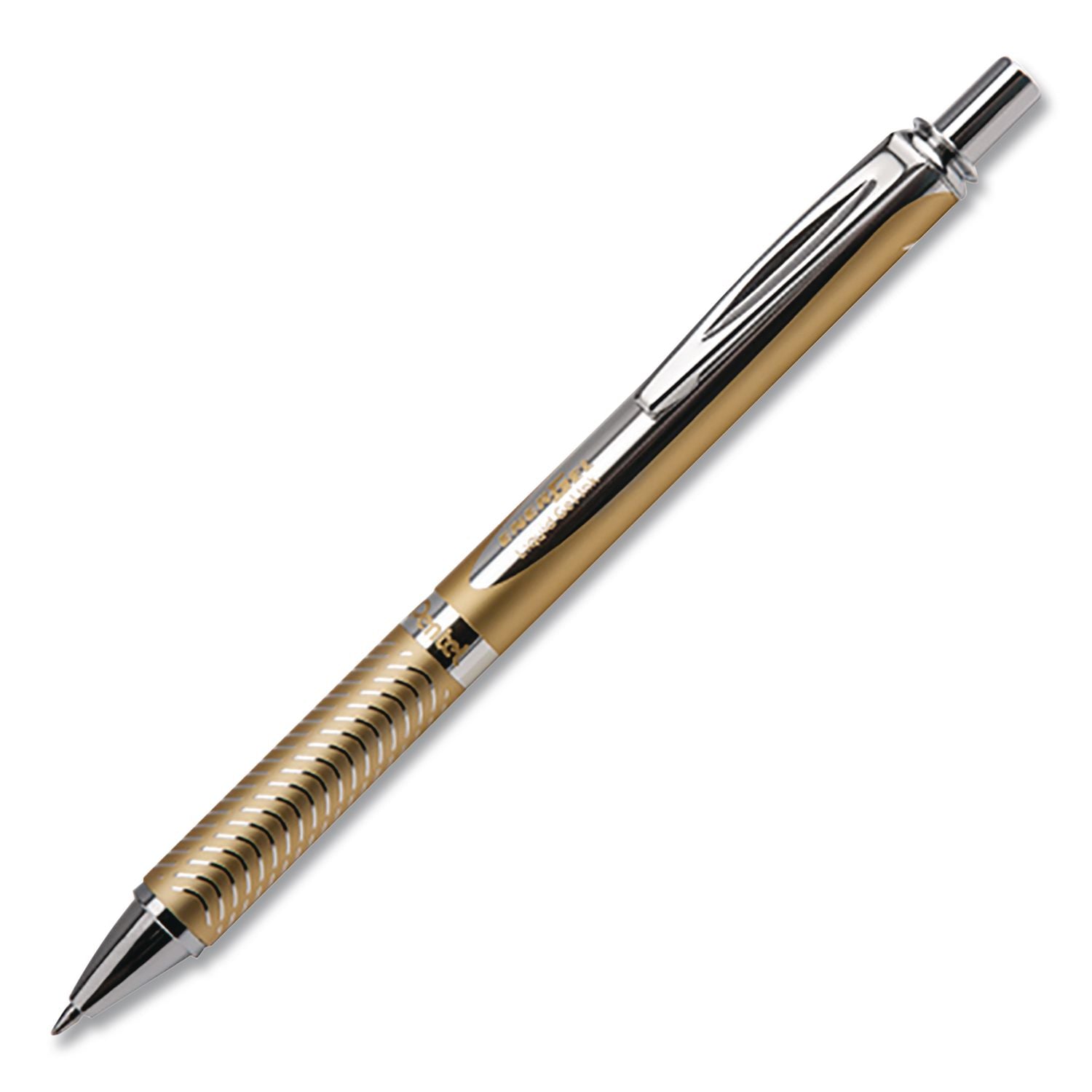 Energel Alloy Premium Gel Pen, Retractable, Medium 0.7 Mm, Black Ink, Gold Barrel