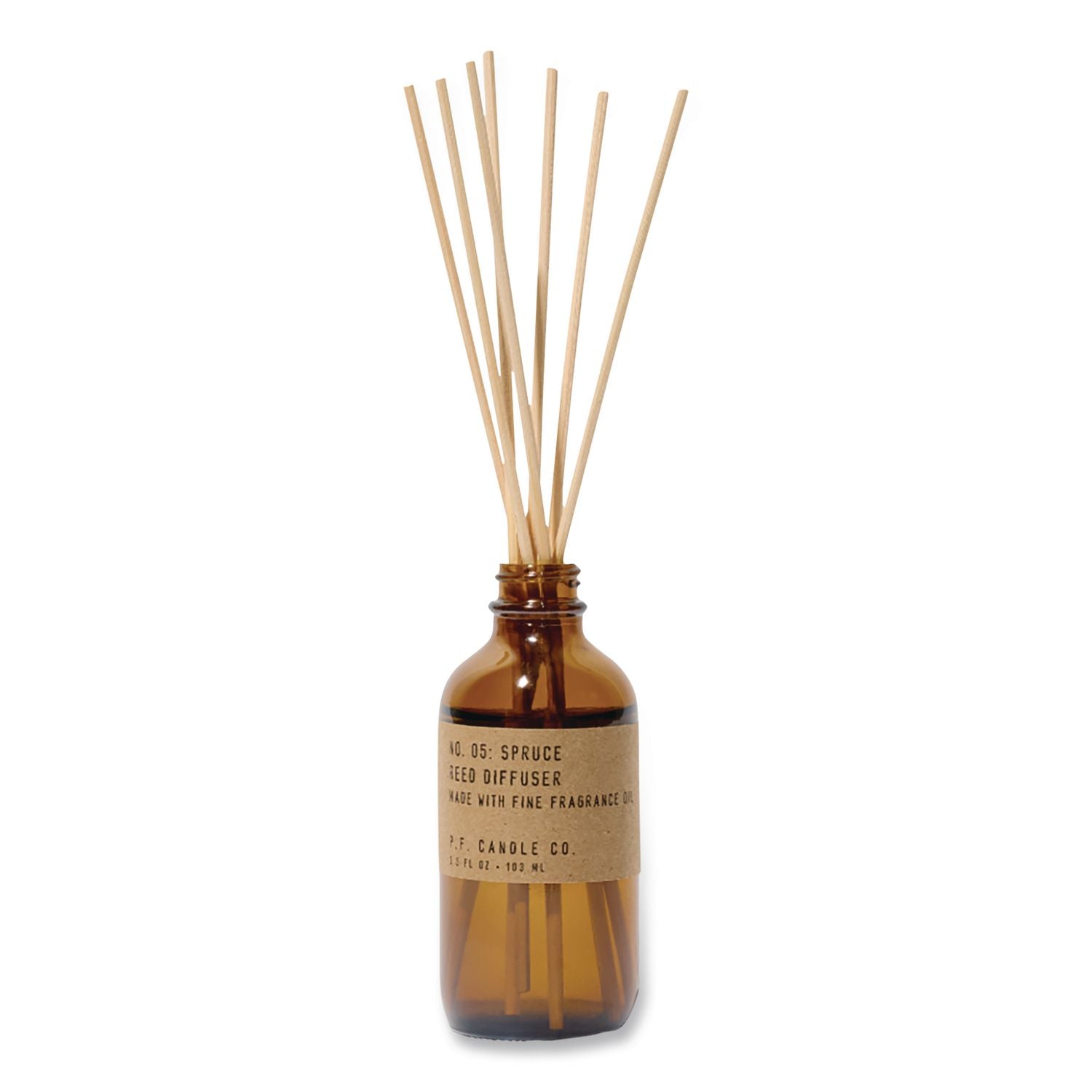 Reed Diffuser, Spruce, 3.5 Oz, 4.25" Bottle, 9" Reeds, Amber