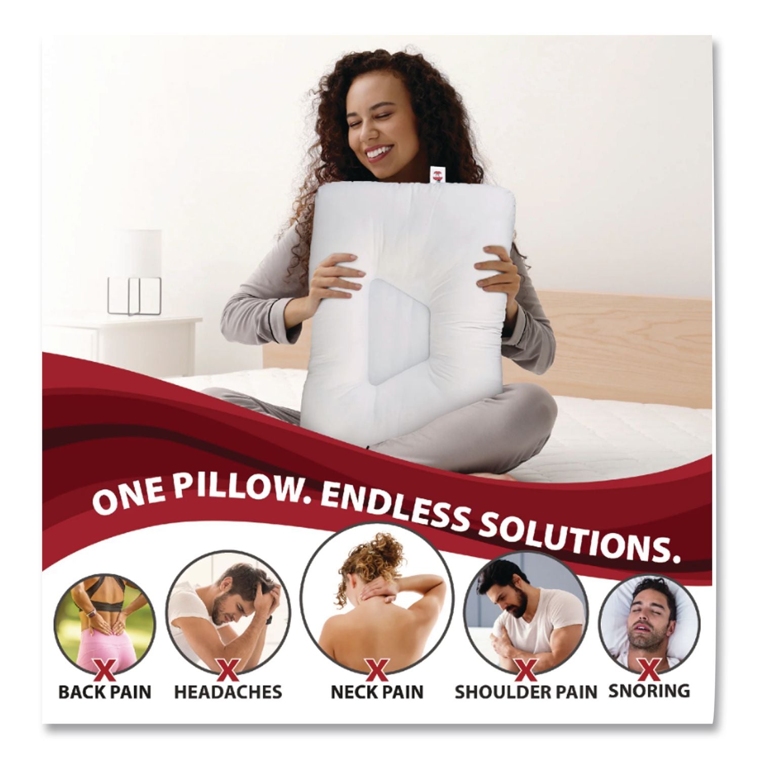 Petite Core Cervical Pillow, 12 X 4 X 19, White