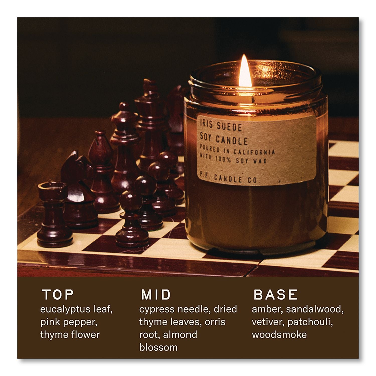 Soy Jar Candle, Iris Suede, 50 Hour Burn Time, 7.2 Oz, Amber
