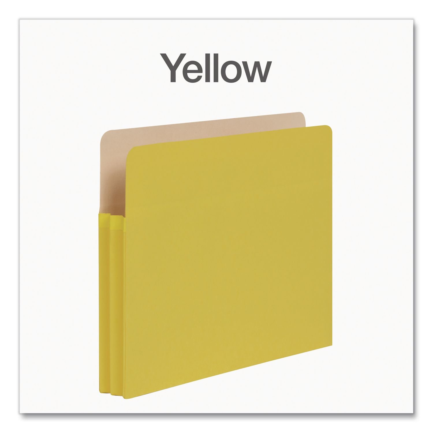 Heavy-Duty Color File Pockets, 1.75" Expansion, Letter Size, Yellow