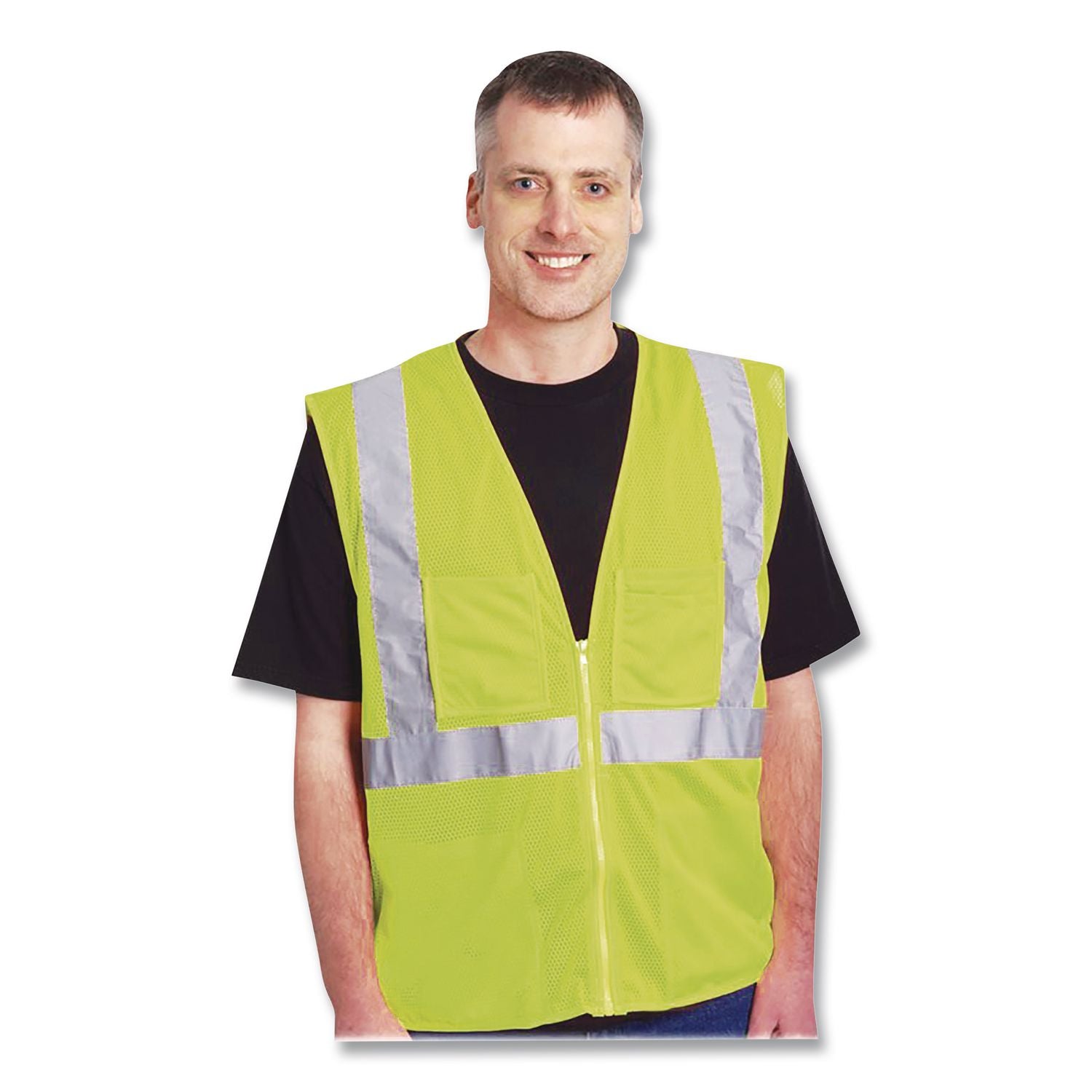 Safety Vests, Polyester, Medium, Lime Yellow