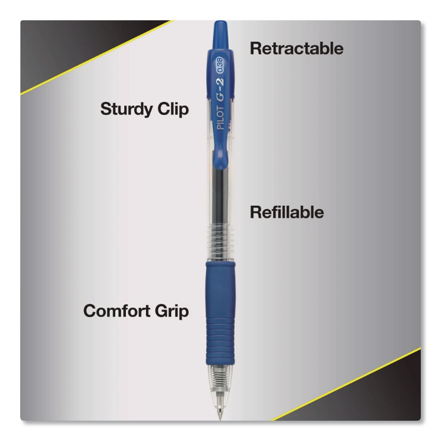 G2 Edge Premium Gel Pen, Retractable, Ultra Fine 0.38 Mm, Blue Ink, Clear/Blue Barrel, 5/Pack