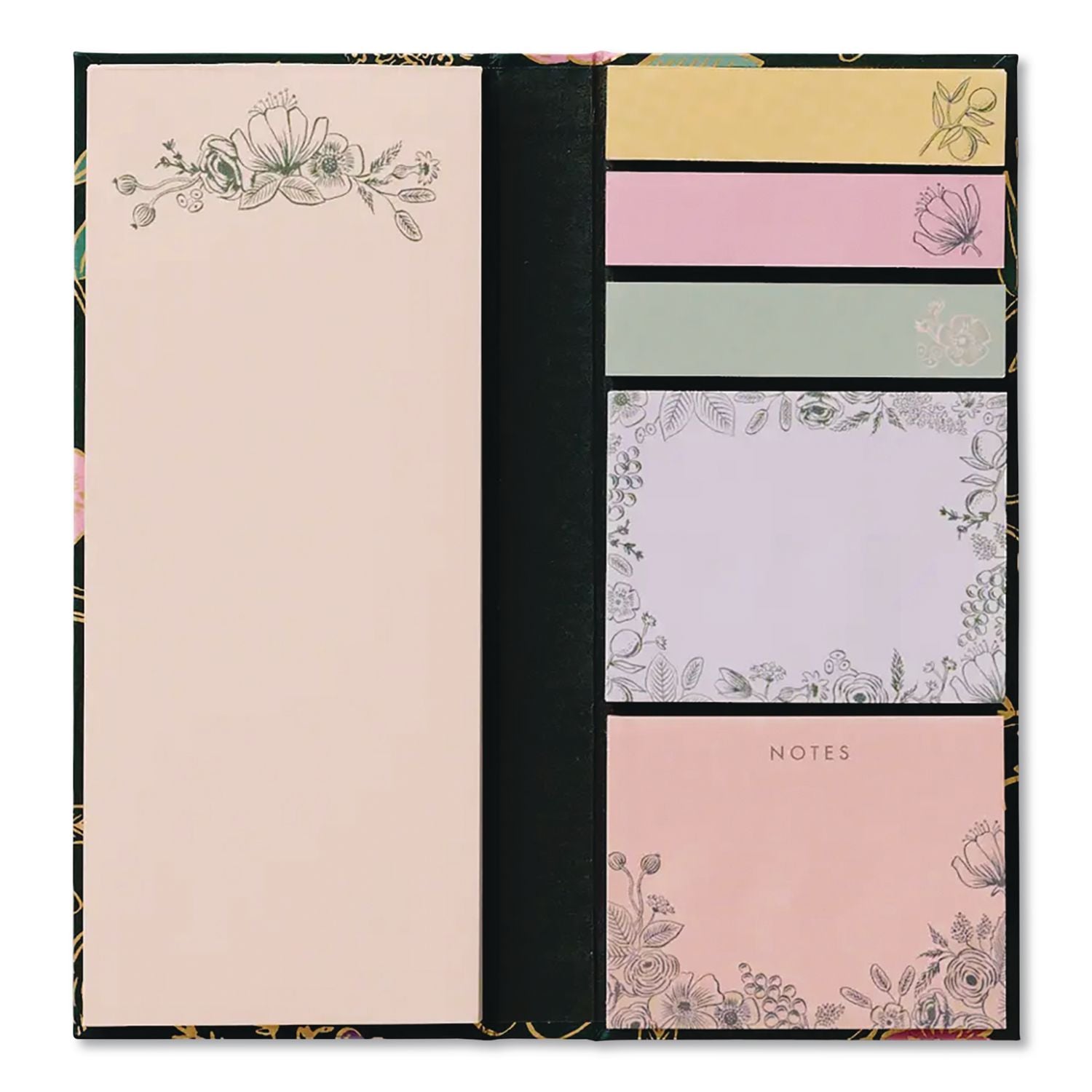 Colette Note-Folio Sticky Notes Combo Pack, (1) 2.67" X 6.5", (2) 2.67" X 2.09", (3) 2.67" X 0.63", Multicolor, 50 Sheets/Pad